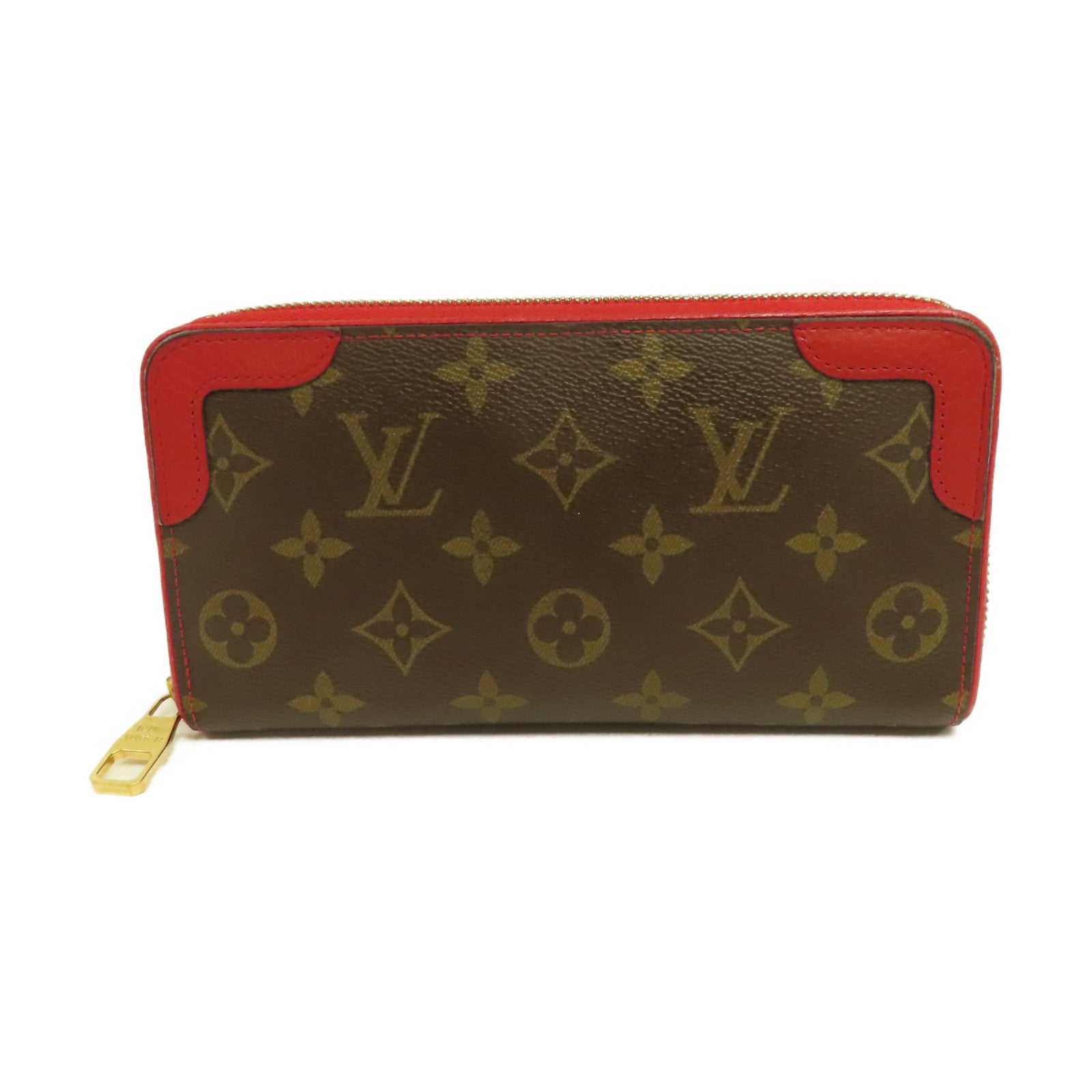 LOUIS VUITTON Monogram Retiro Zippy Wallet長錢包紅色/啡色