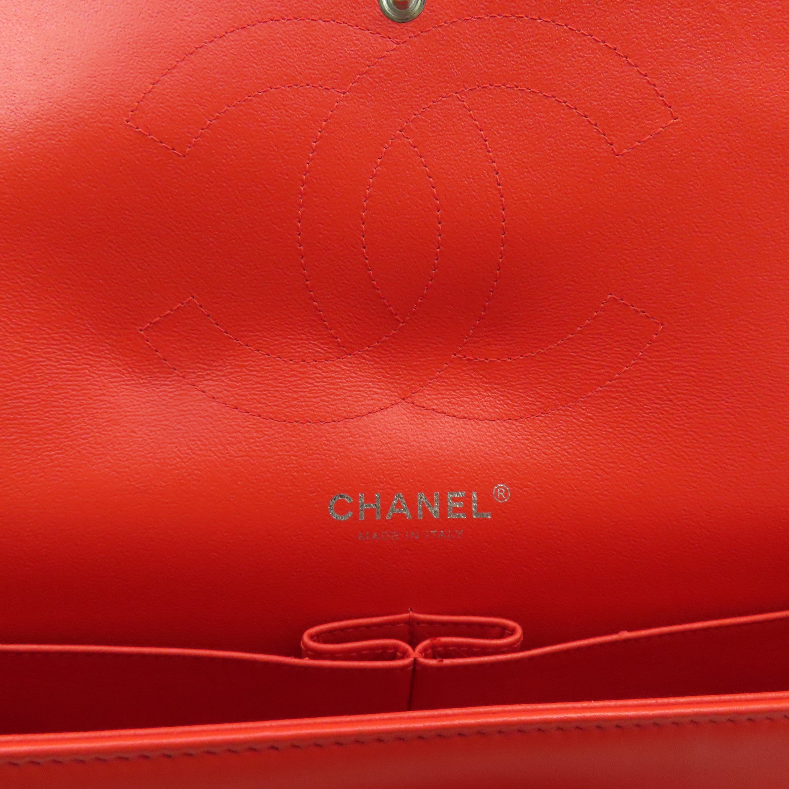 CHANEL **【清倉大減價】菱格漆皮皮革Classic 30銀扣鏈帶肩背袋紅色