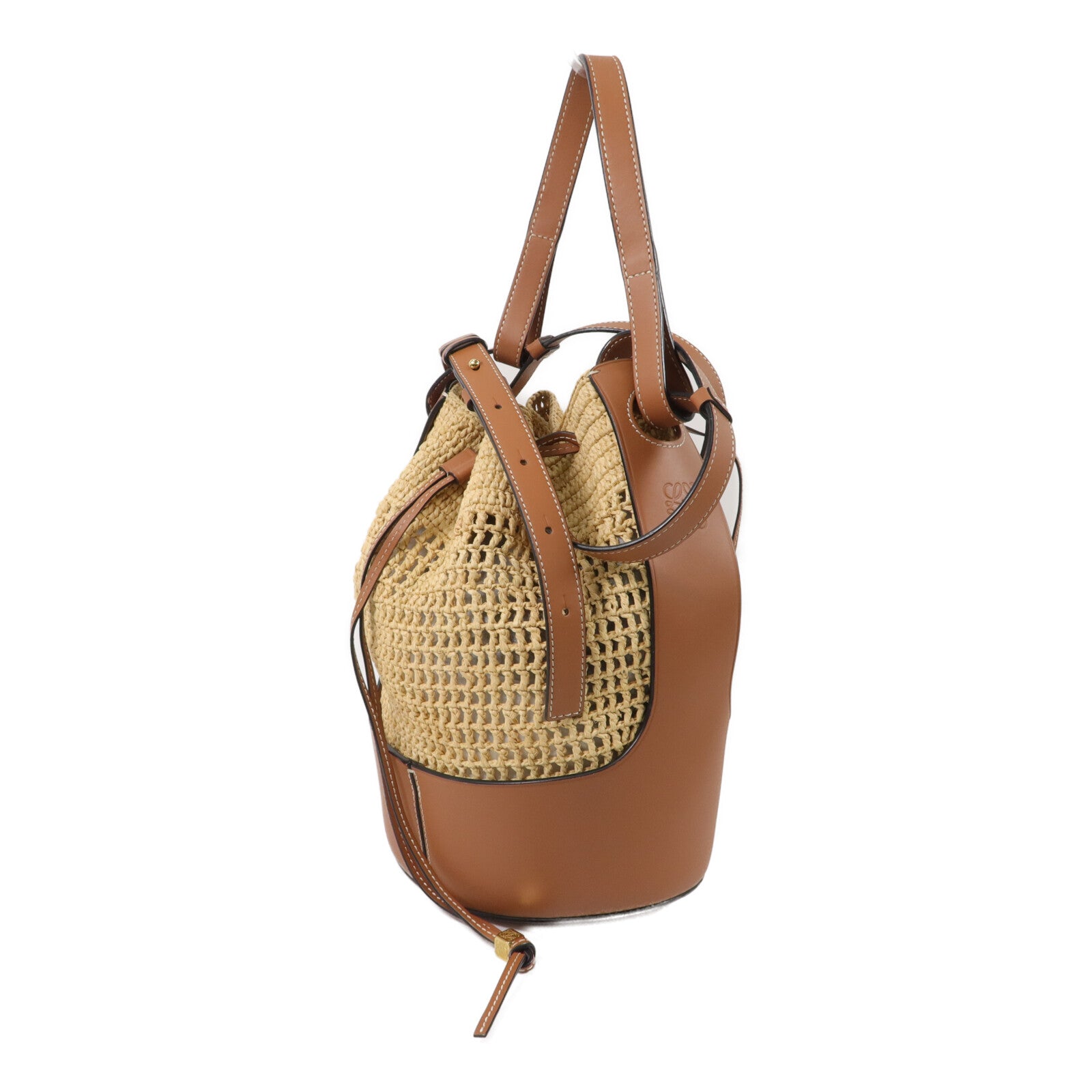 LOEWE Raffia/牛皮皮革Balloon手挽肩背兩用袋