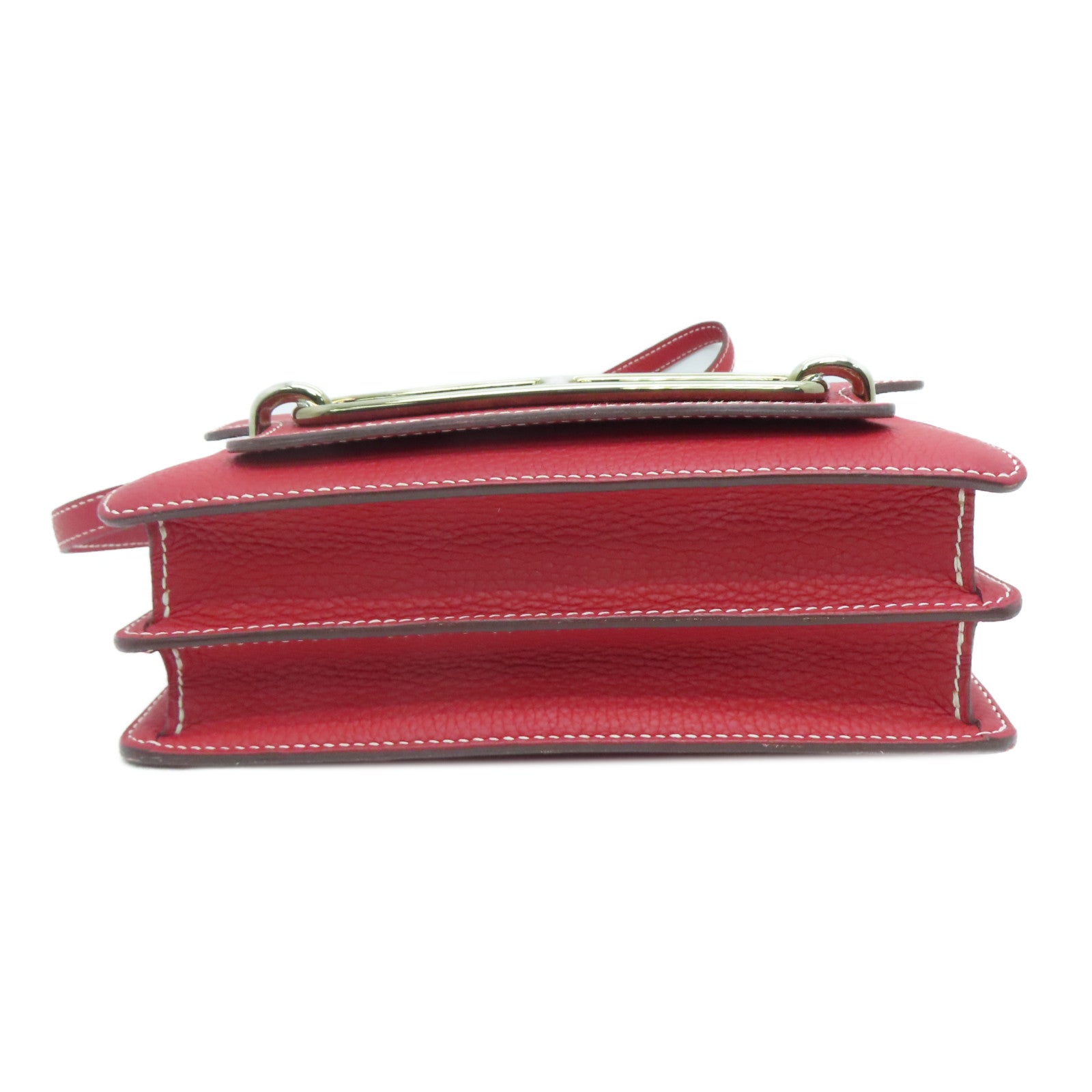 HERMES 【激減優惠】Clemence皮革Roulis 23金扣肩背袋Rouge Casaque紅色