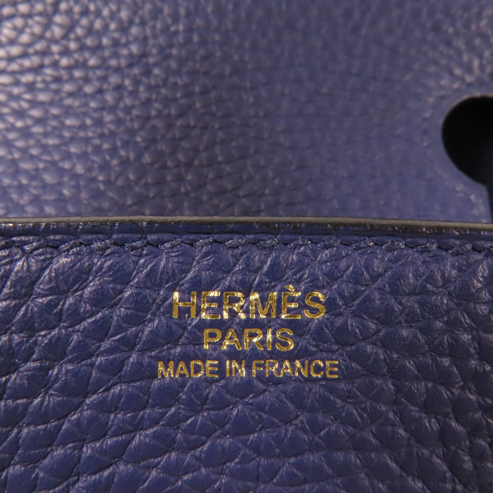HERMES Clemence皮革Birkin 30金扣手挽袋Bleu Encre