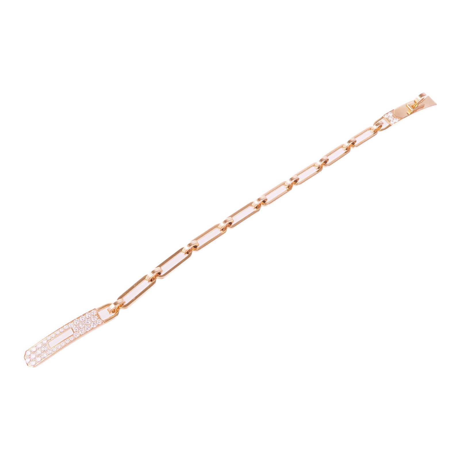 HERMES 18K玫瑰金Kelly Chaine Diamond Bracelet鑽石手鏈