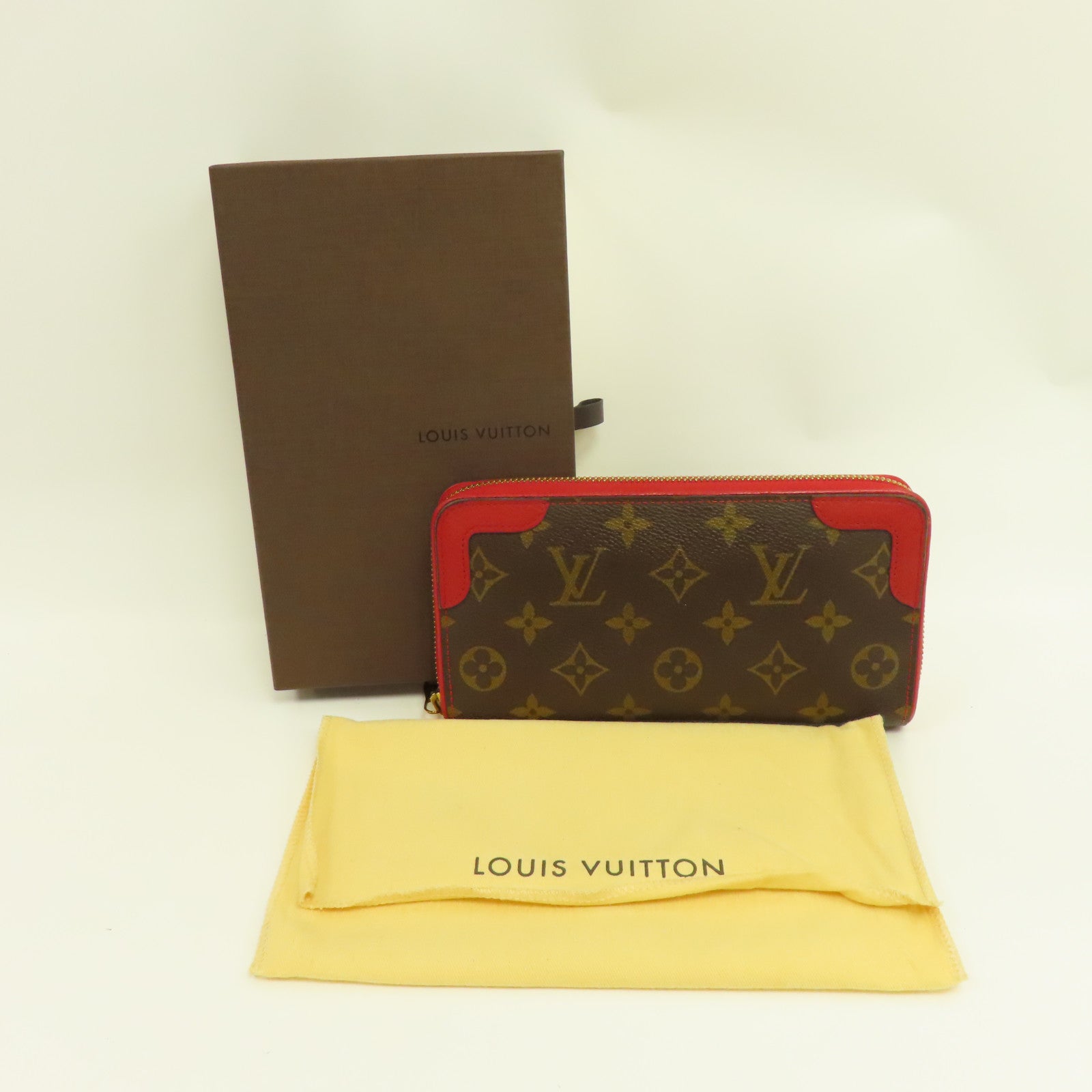 LOUIS VUITTON Monogram Retiro Zippy Wallet長錢包紅色/啡色