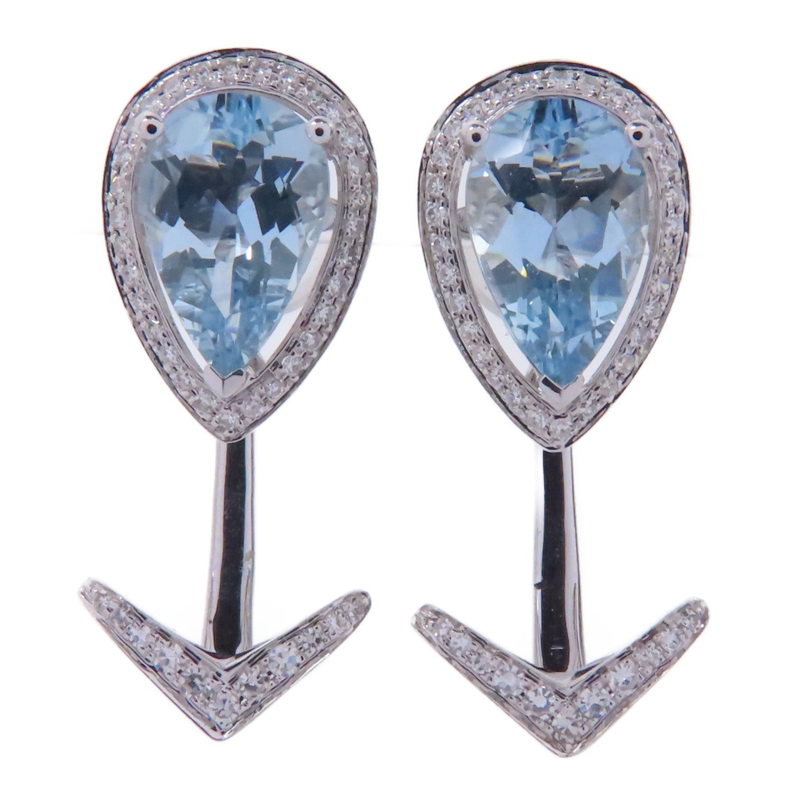 JEWELRY 18K白金Aquamarine Diamond Earrings 1.5ct海藍寶石0.4ct鑽石耳環淺藍色
