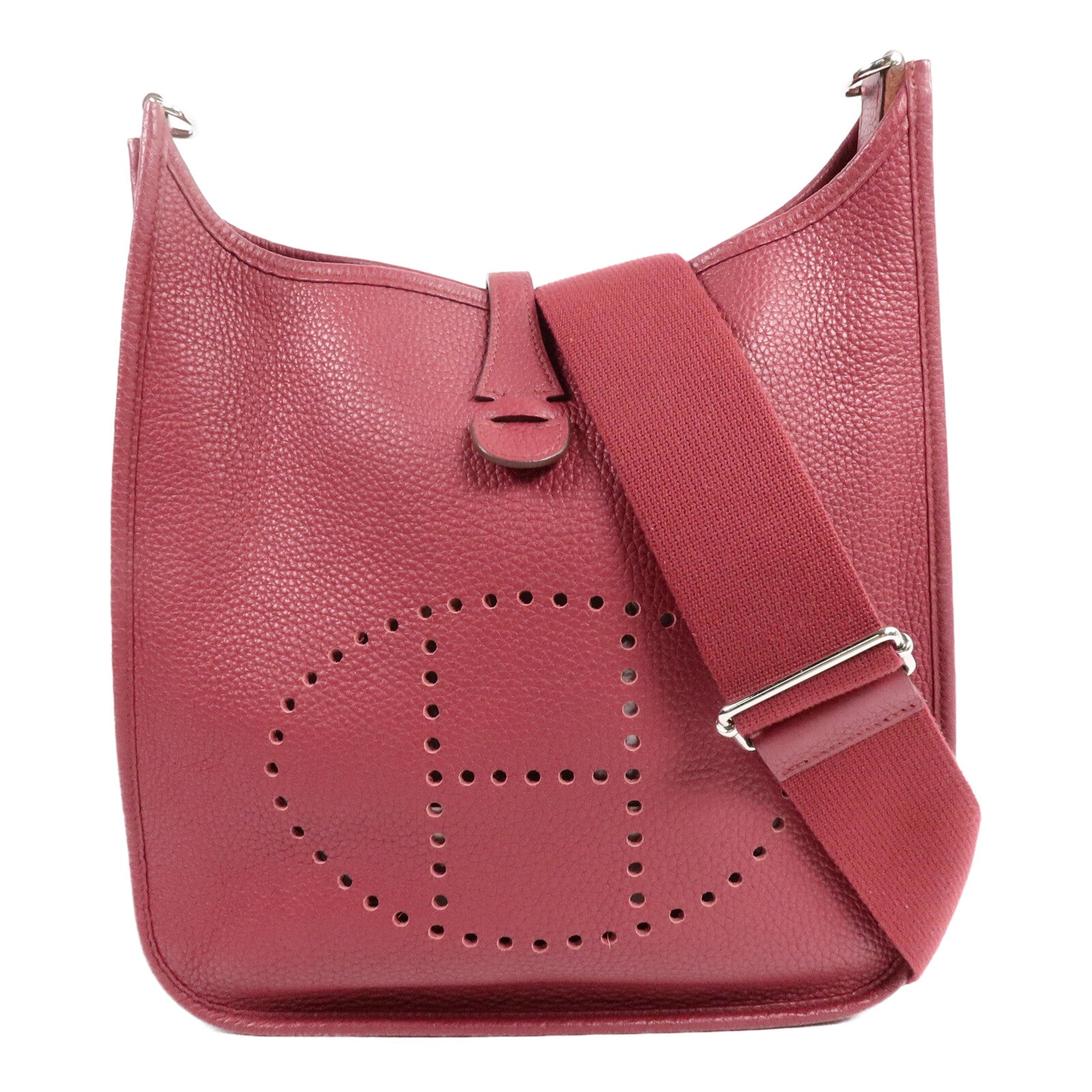 HERMES Clemence皮革Evelyne PM肩背袋Rubis