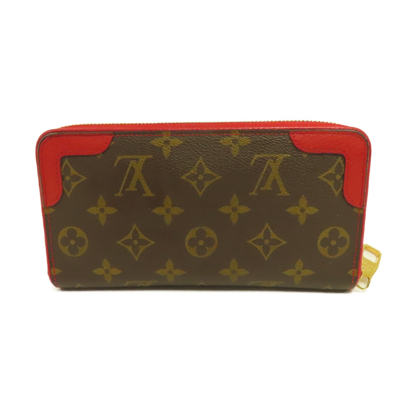 LOUIS VUITTON Monogram Retiro Zippy Wallet長錢包紅色/啡色