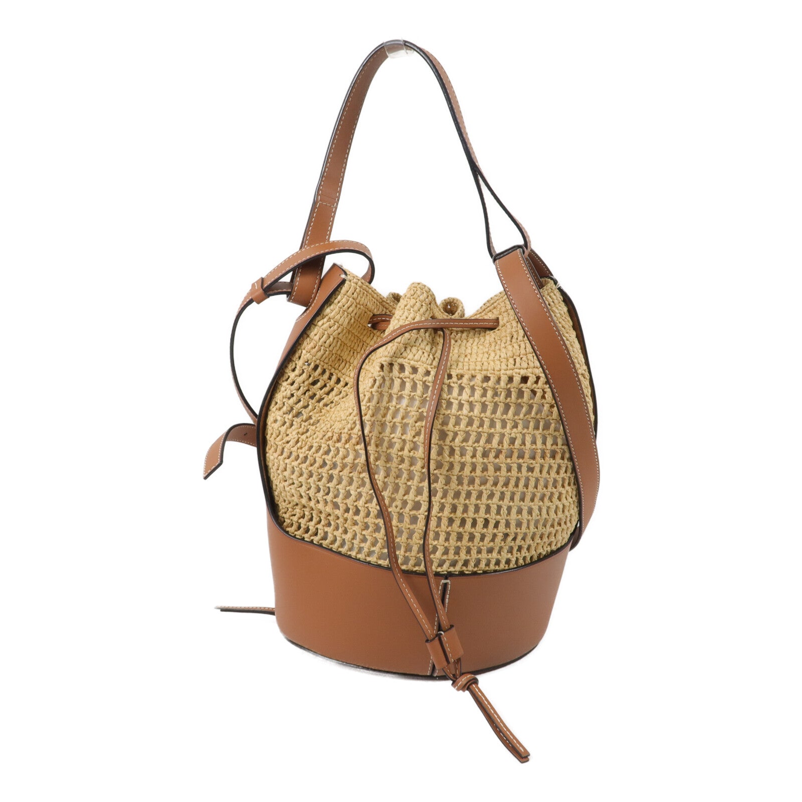 LOEWE Raffia/牛皮皮革Balloon手挽肩背兩用袋