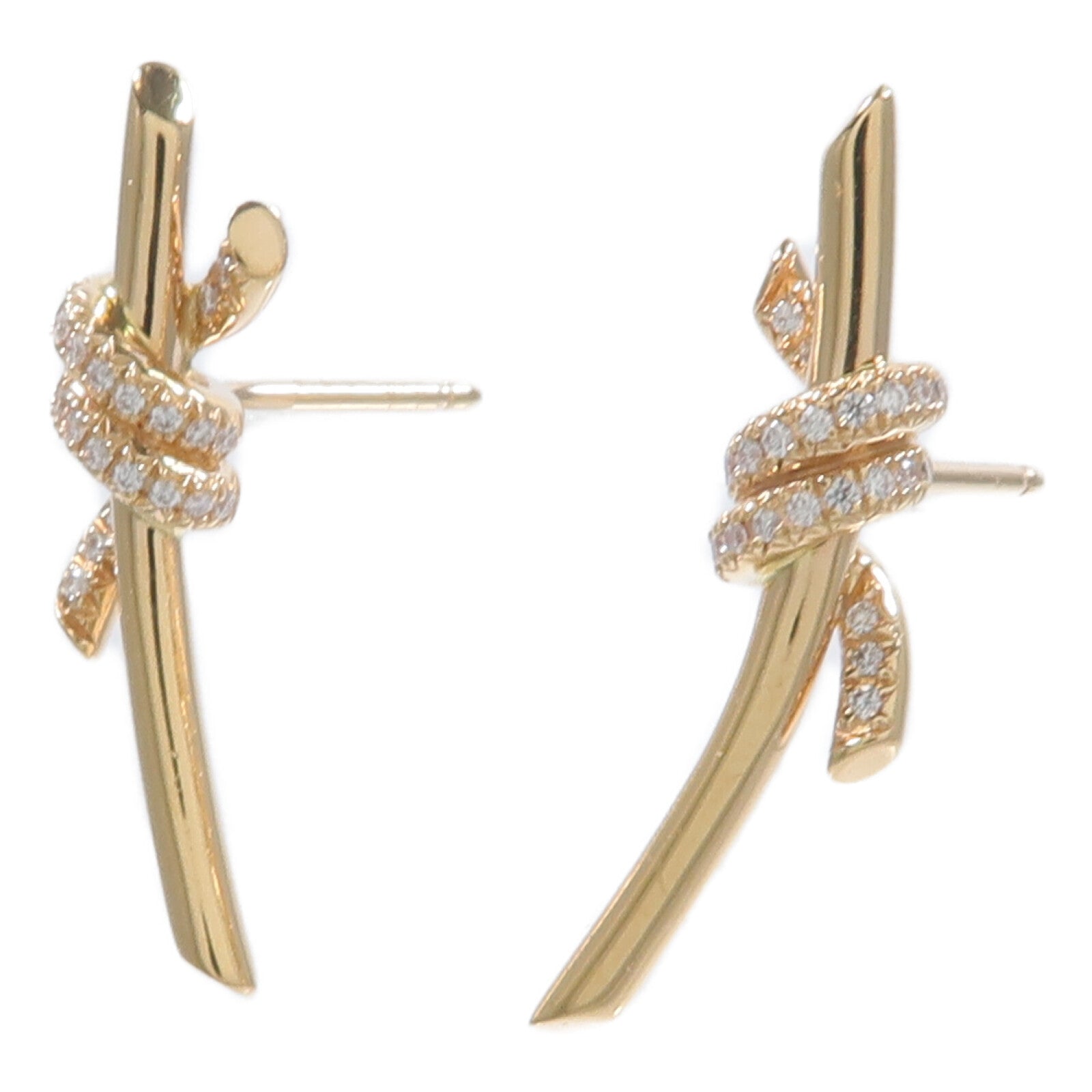 TIFFANY＆CO 18K玫瑰金Knot Earrings鑽石耳環
