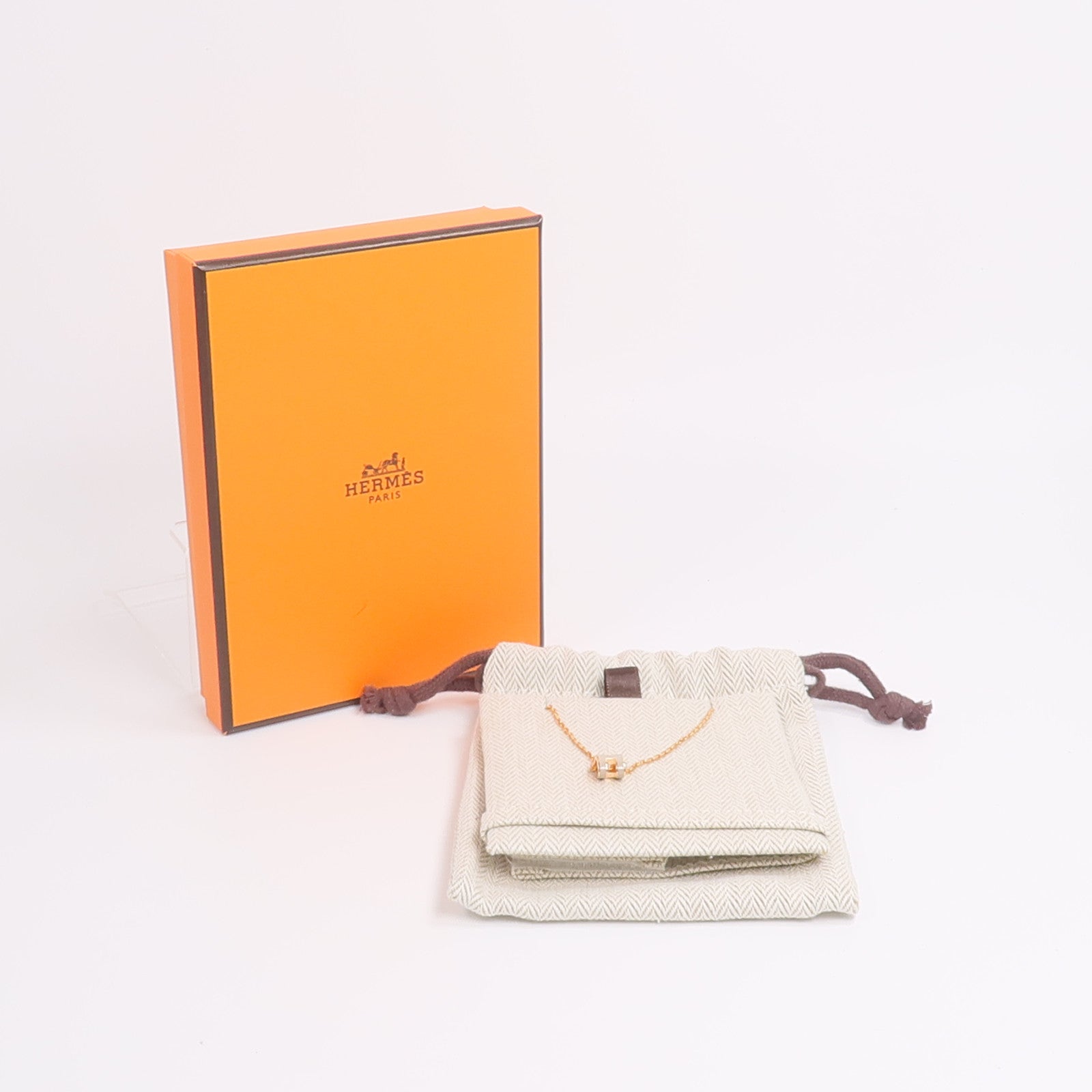 HERMES 金屬Mini Pop H Pendant項鍊Marron Glace