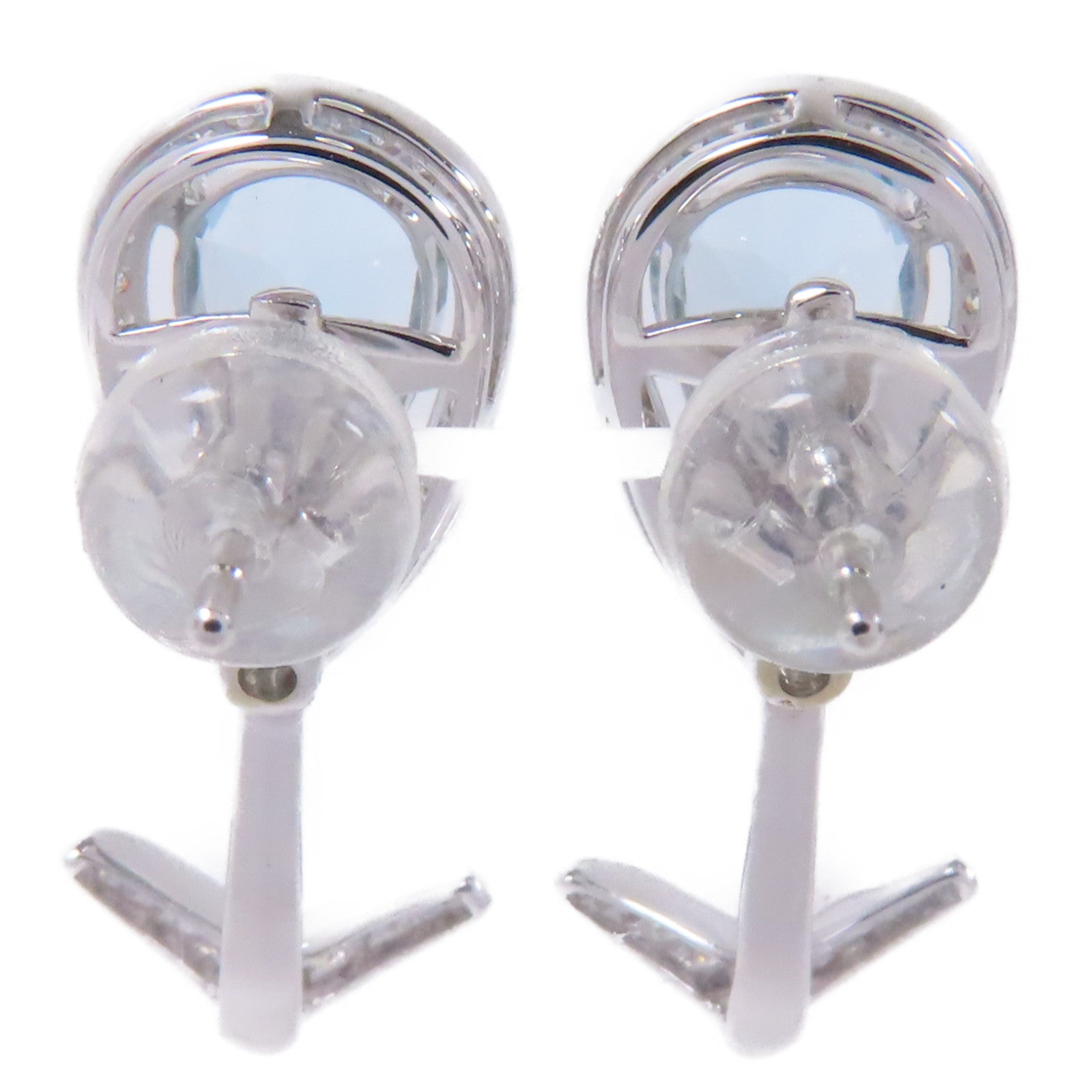 JEWELRY 18K白金Aquamarine Diamond Earrings 1.5ct海藍寶石0.4ct鑽石耳環淺藍色