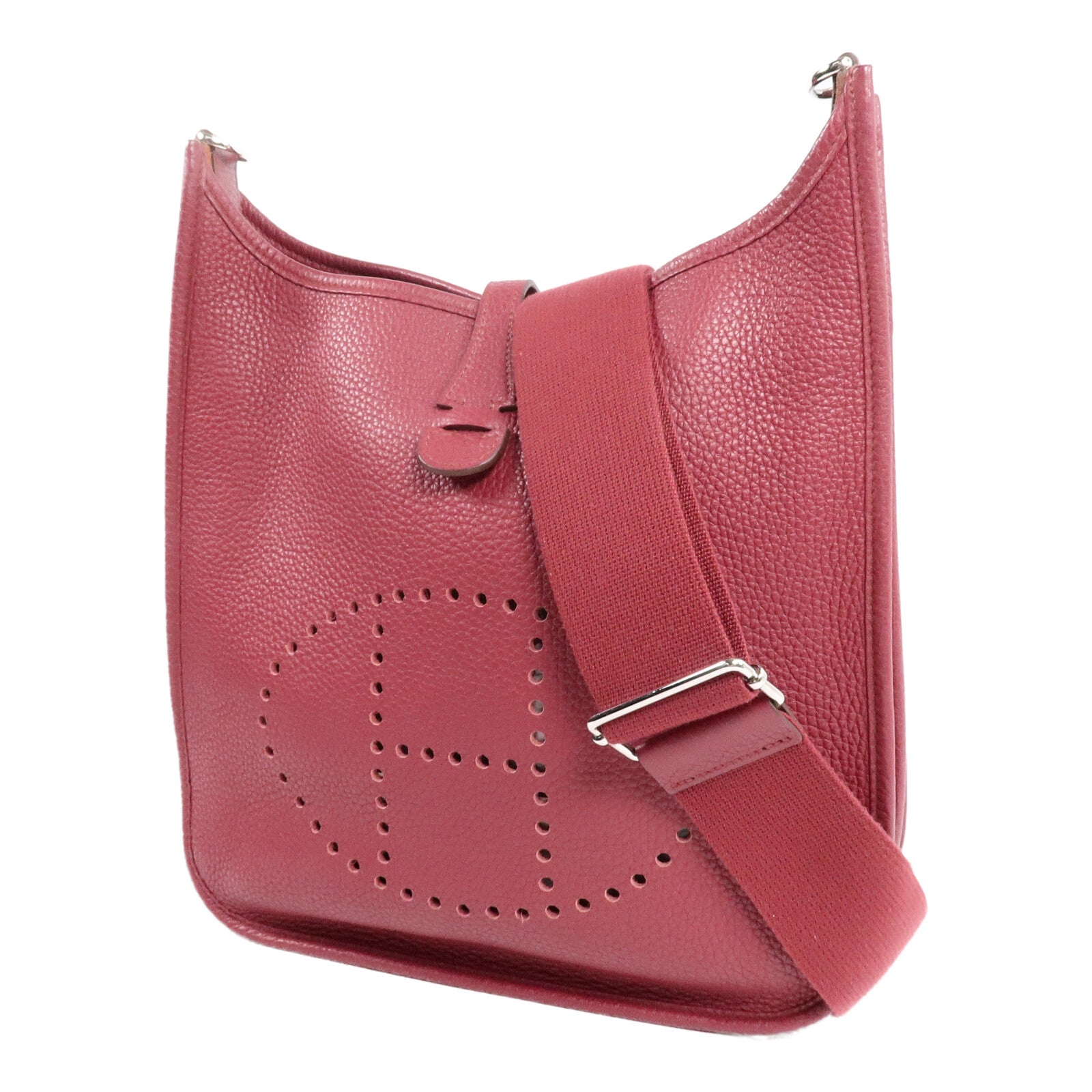 HERMES Clemence皮革Evelyne PM肩背袋Rubis
