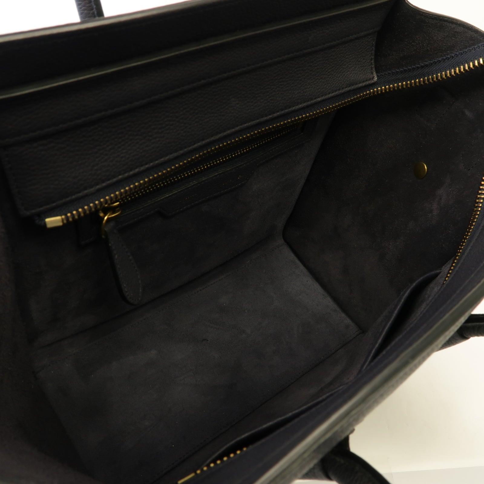 CELINE 牛皮皮革Luggage Bag金扣手挽袋深藍色