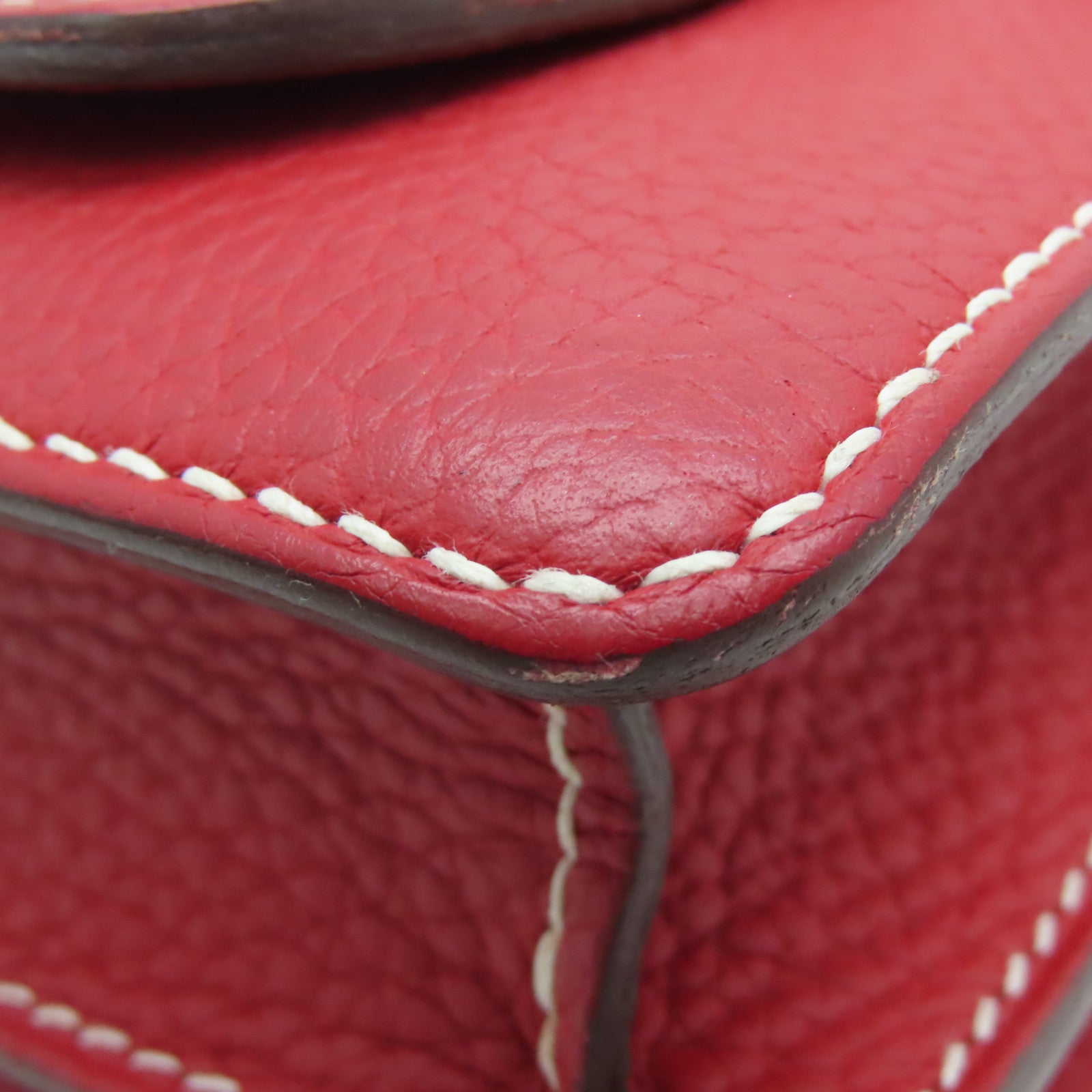 HERMES 【激減優惠】Clemence皮革Roulis 23金扣肩背袋Rouge Casaque紅色