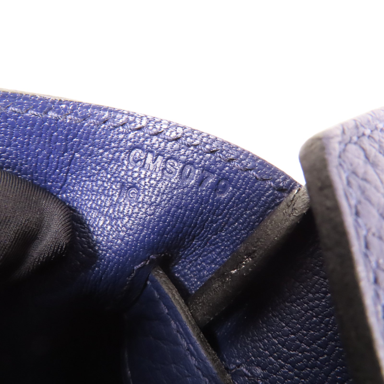 HERMES Clemence皮革Birkin 30金扣手挽袋Bleu Encre