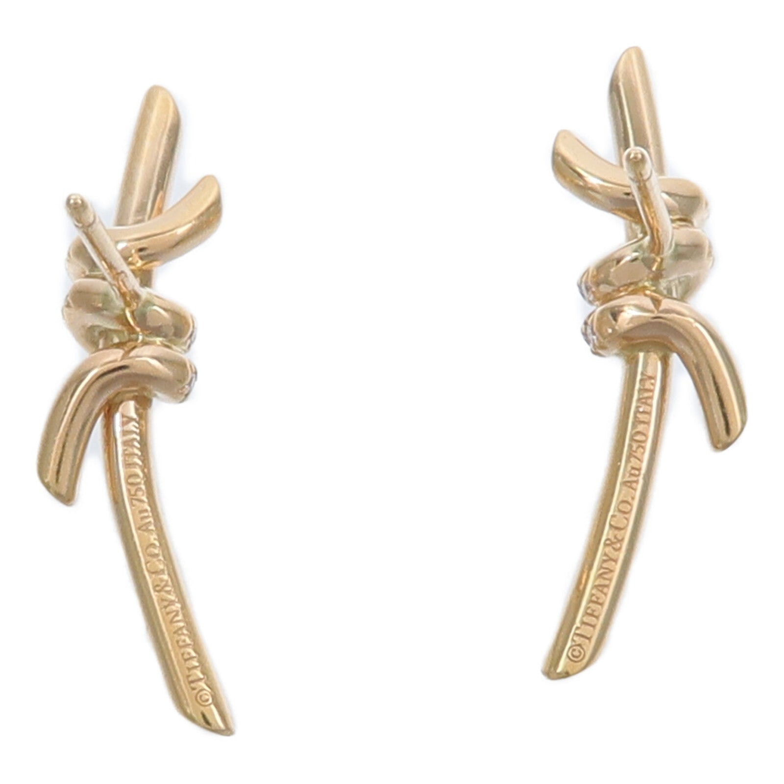 TIFFANY＆CO 18K玫瑰金Knot Earrings鑽石耳環