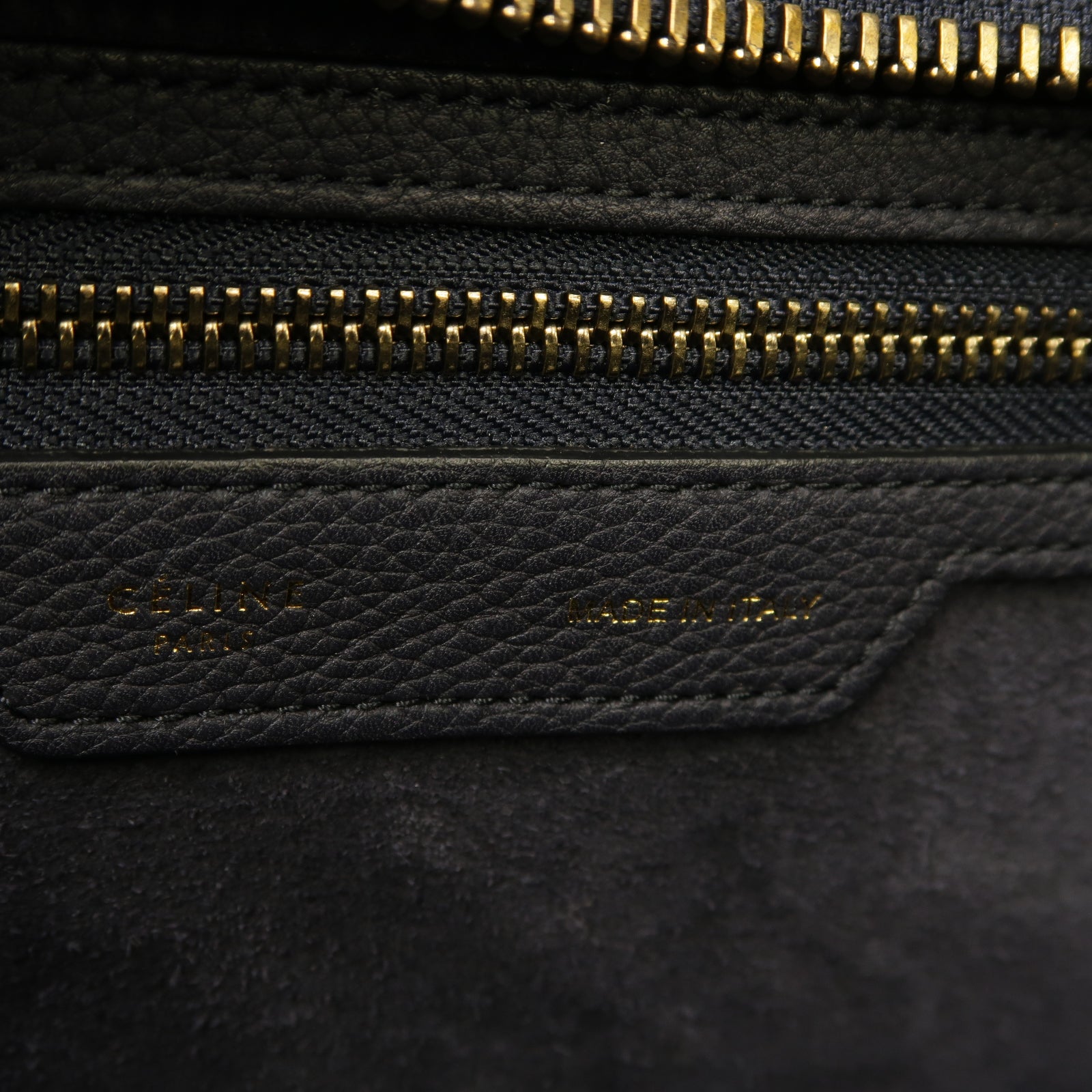 CELINE 牛皮皮革Luggage Bag金扣手挽袋深藍色