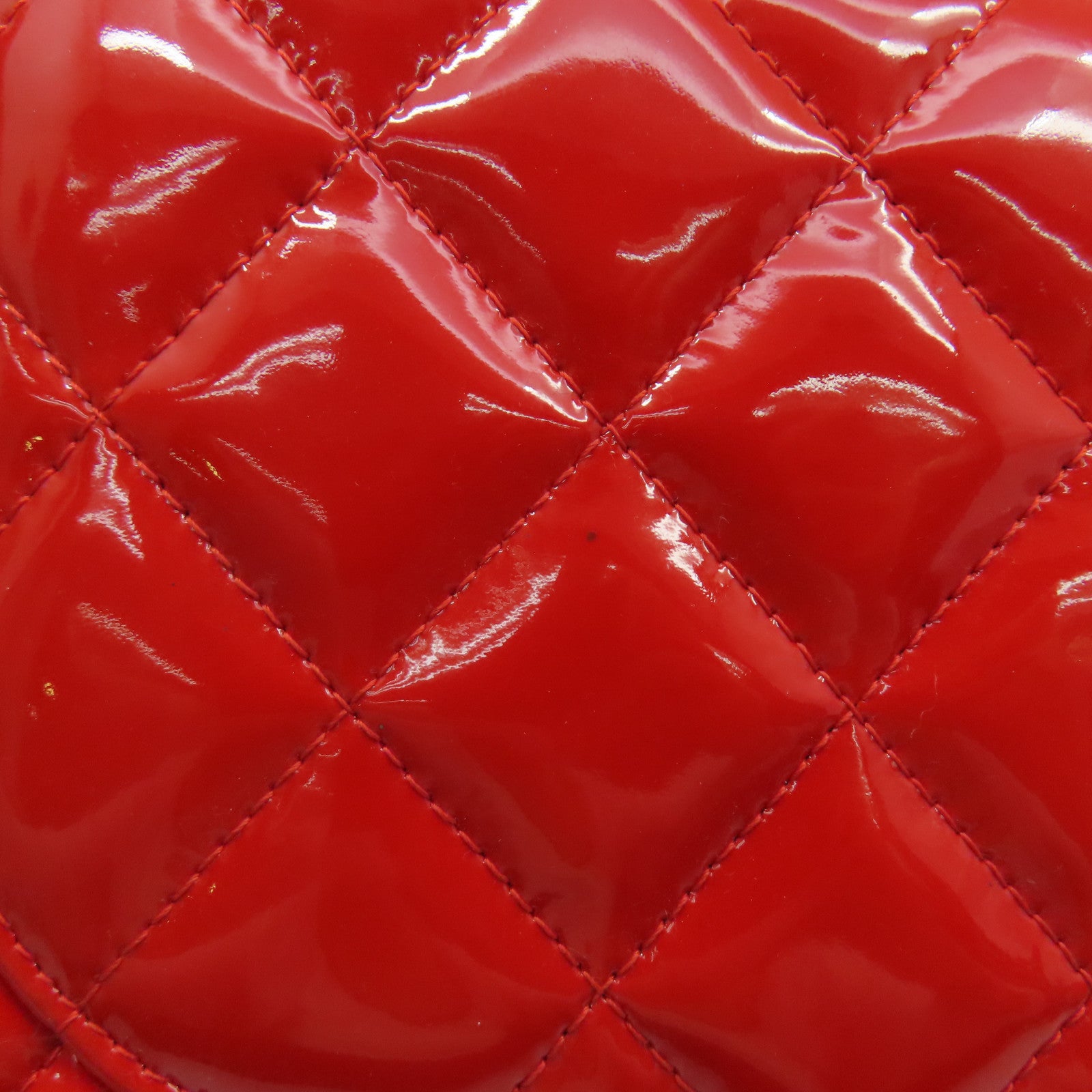 CHANEL **【清倉大減價】菱格漆皮皮革Classic 30銀扣鏈帶肩背袋紅色