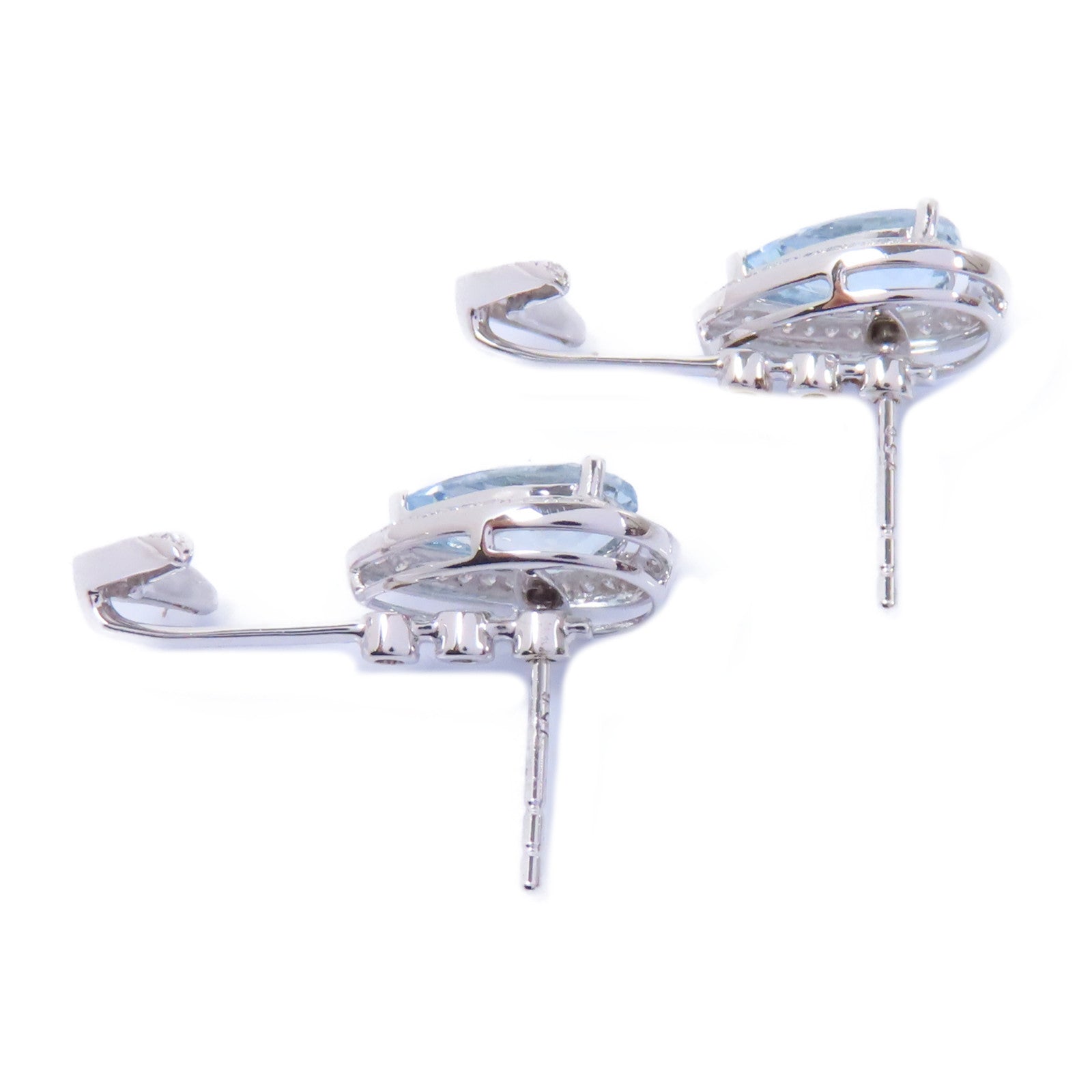 JEWELRY 18K白金Aquamarine Diamond Earrings 1.5ct海藍寶石0.4ct鑽石耳環淺藍色