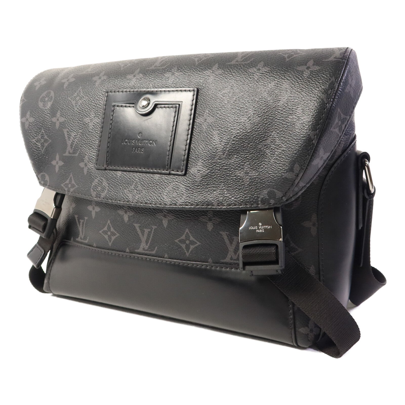 LOUIS VUITTON Monogram Eclipse Messenger PM Voyager銀扣肩背袋