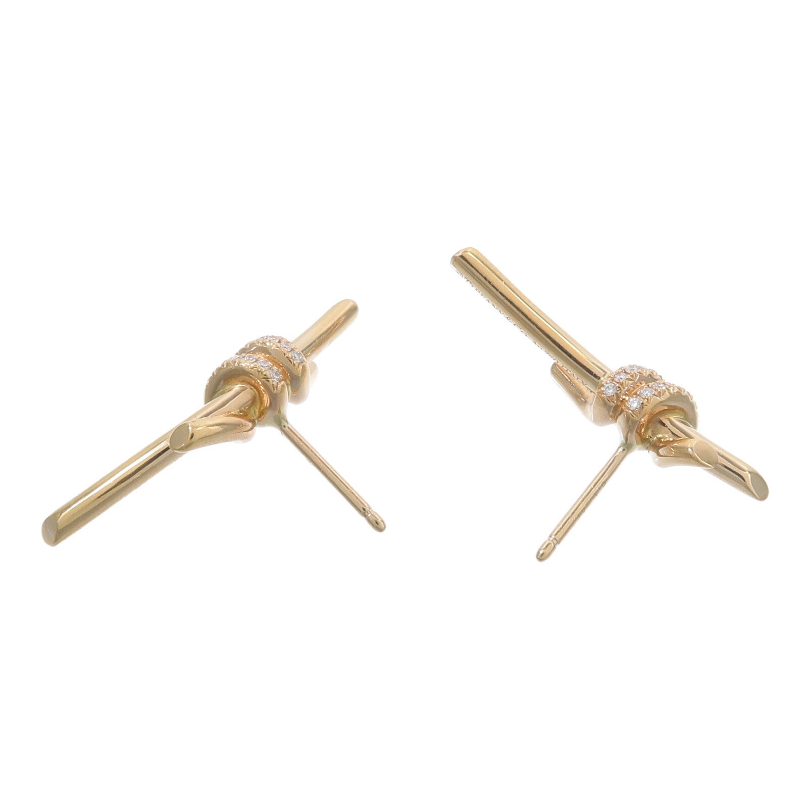 TIFFANY＆CO 18K玫瑰金Knot Earrings鑽石耳環