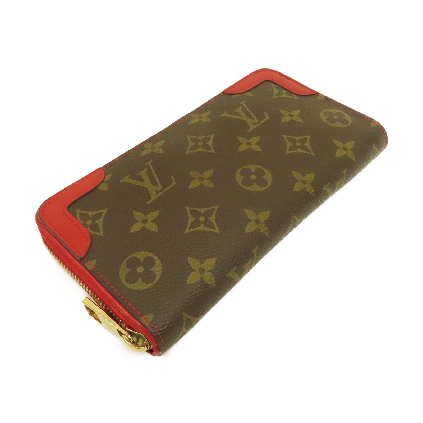 LOUIS VUITTON Monogram Retiro Zippy Wallet長錢包紅色/啡色