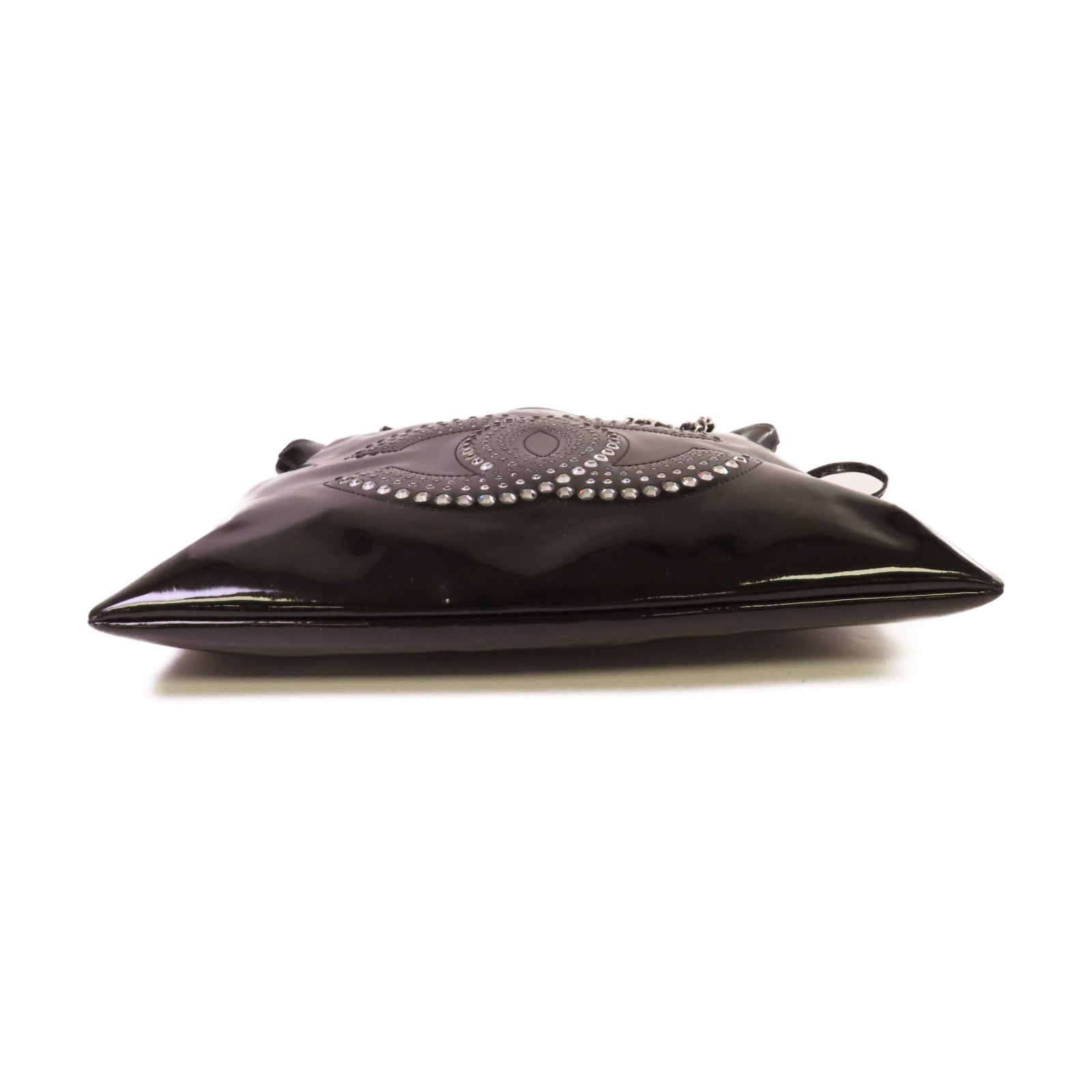 CHANEL 【激減優惠】漆皮皮革Chain Shoulder Bag銀扣鏈帶肩背袋黑色