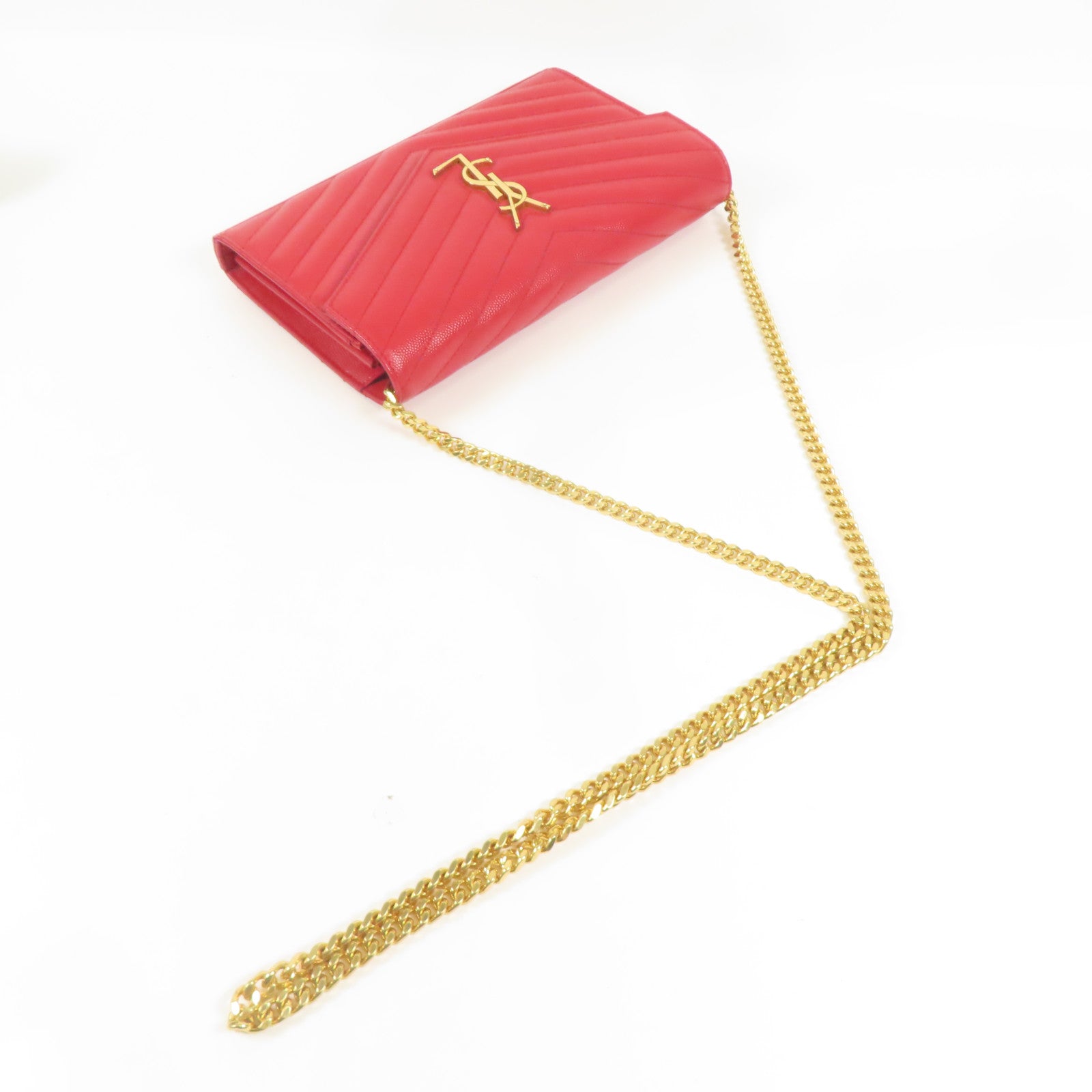 SAINT LAURENT 牛皮皮革Cassandra Classic金扣鏈帶肩背袋