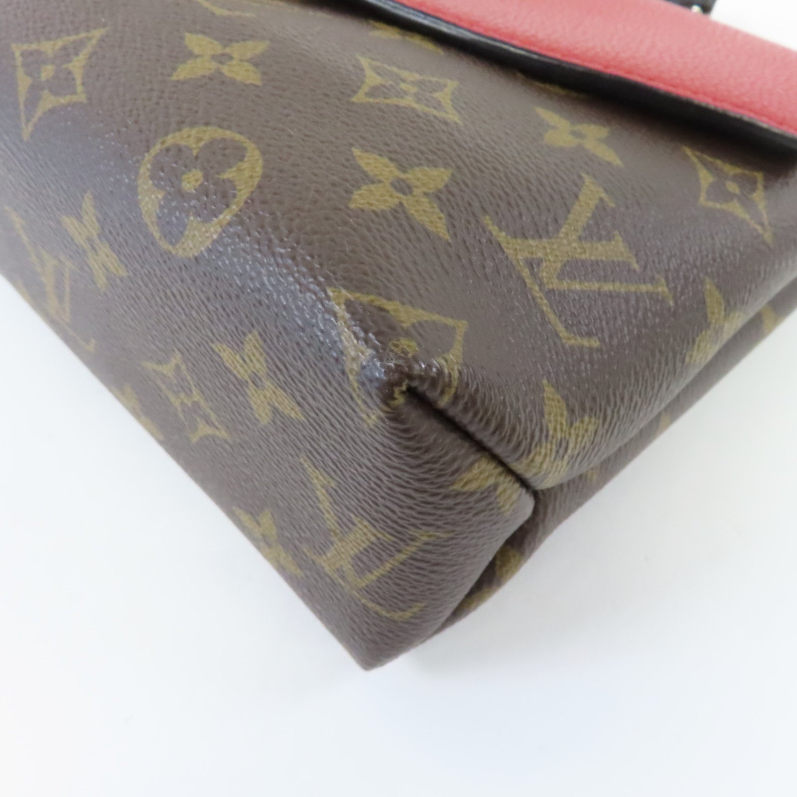 LOUIS VUITTON Monogram Saint Placide Chain Bag金扣鏈帶肩背袋紅色/啡色
