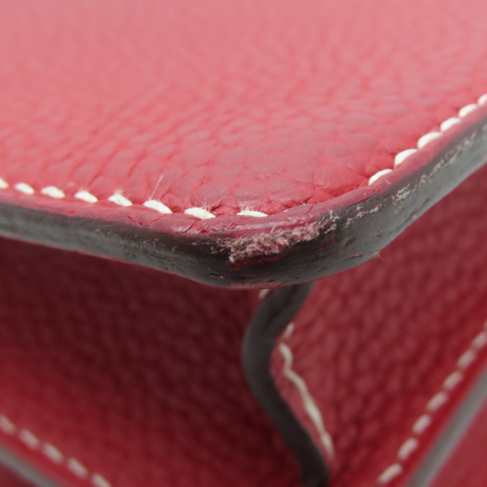 HERMES 【激減優惠】Clemence皮革Roulis 23金扣肩背袋Rouge Casaque紅色