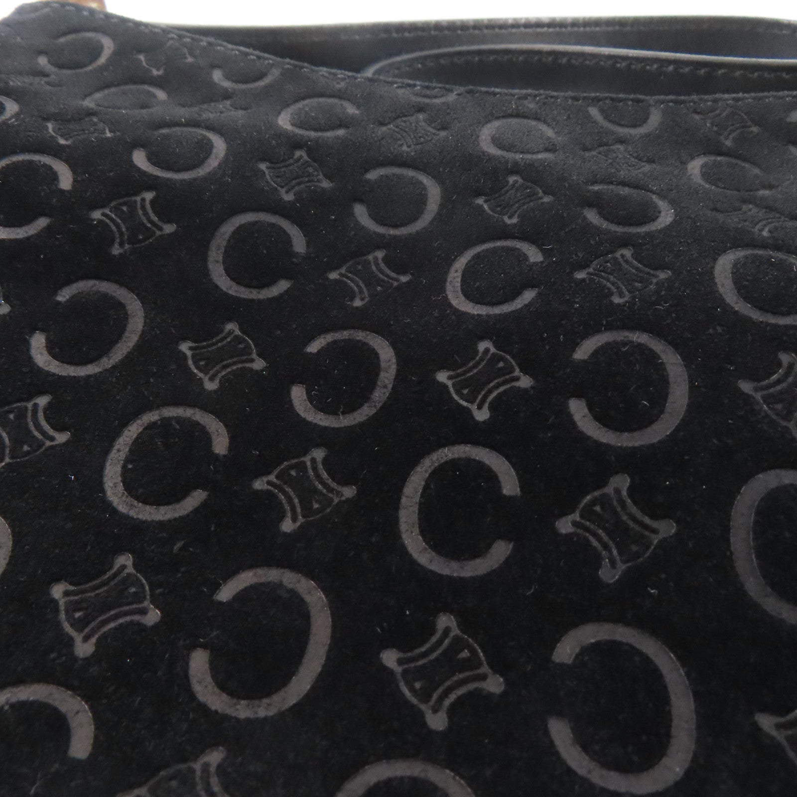 CELINE 麂皮皮革Shoulder bag銀扣肩背袋黑色