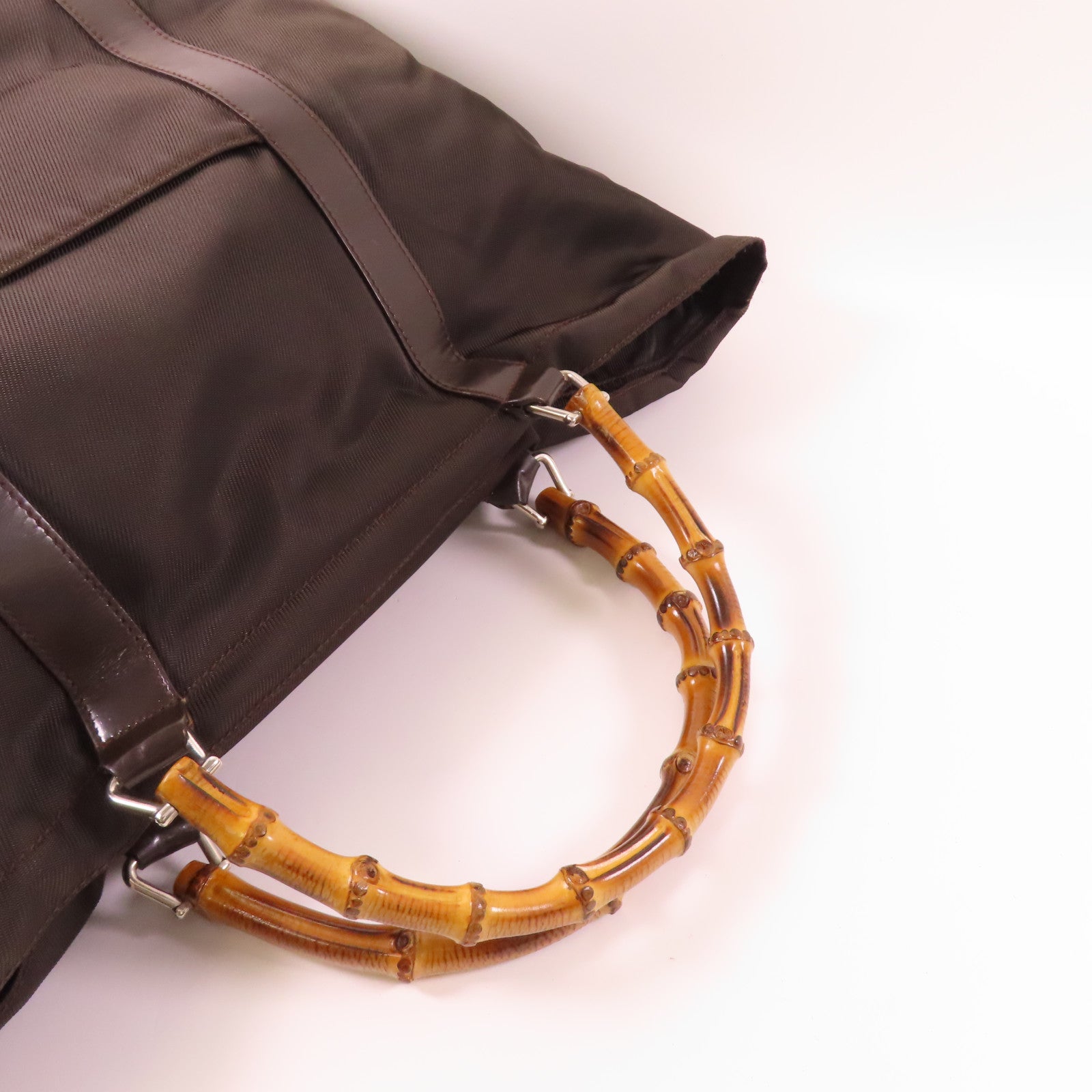 GUCCI GG SHW Tote Bag Nylon Brown