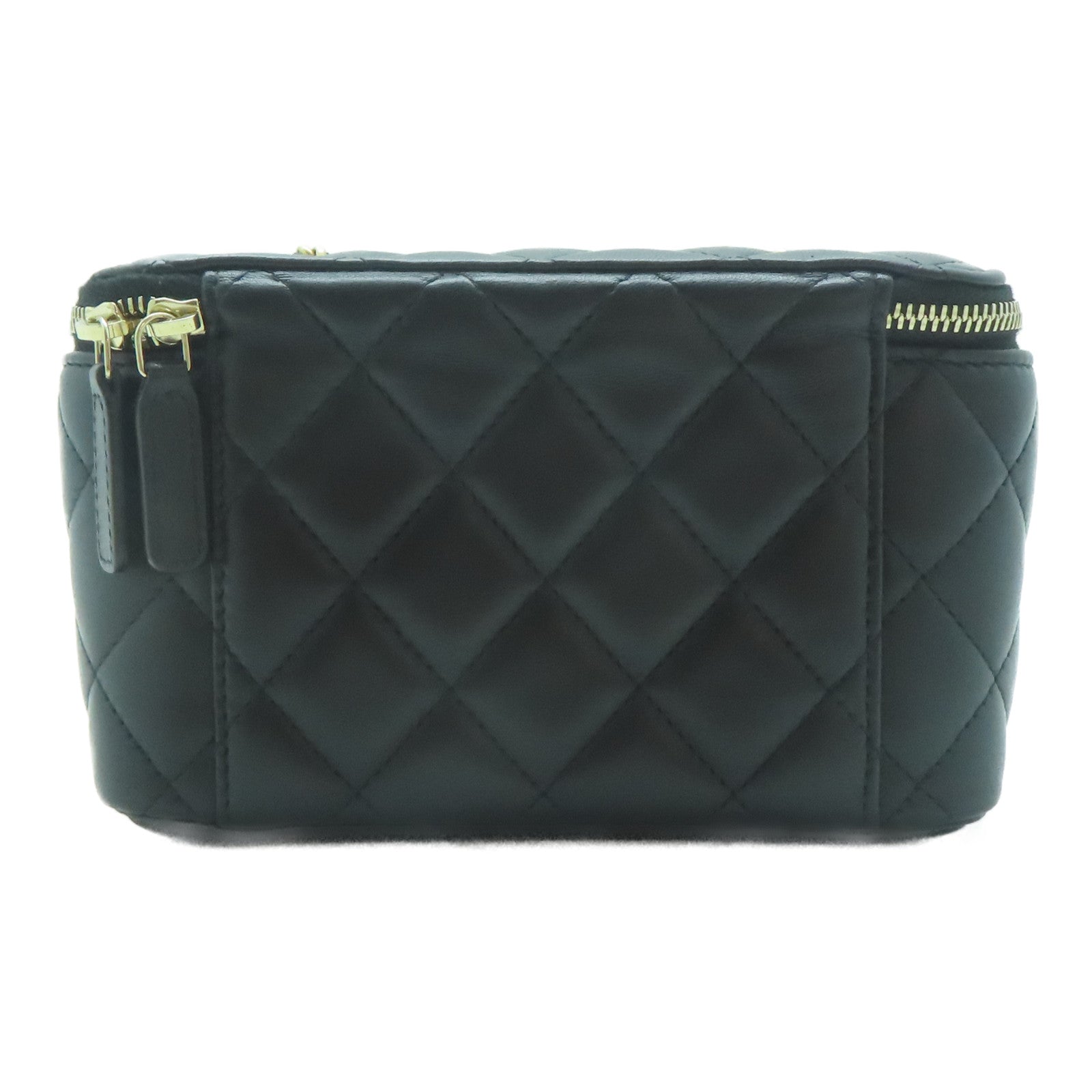 CHANEL 【激減優惠】菱格羊皮皮革Vanity Case金扣鏈帶肩背袋黑色