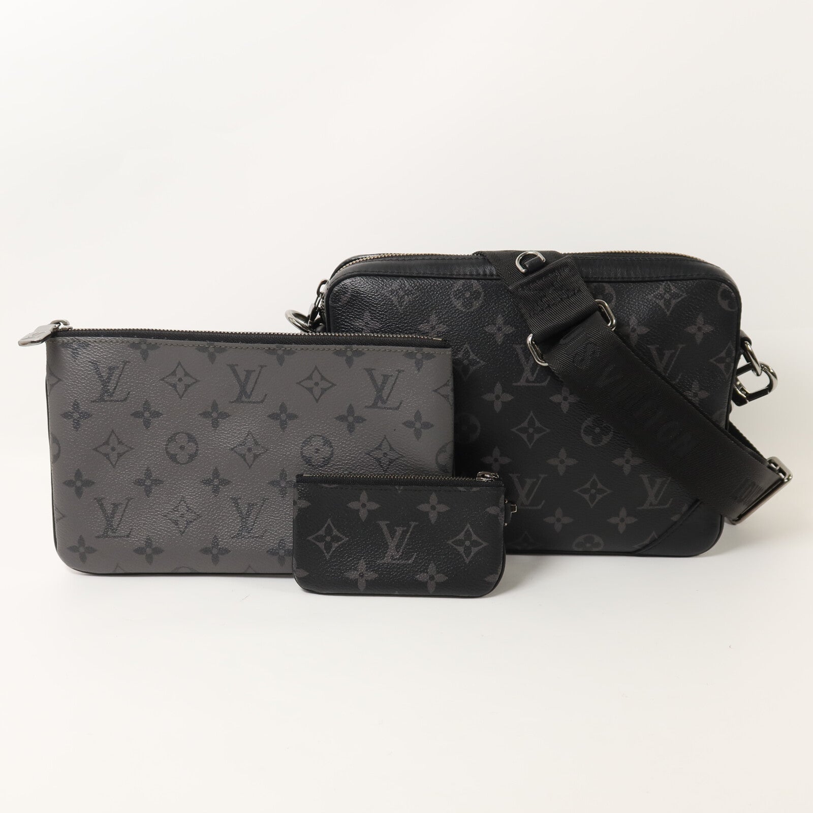 LOUIS VUITTON Monogram Eclipse Reverse Trio Messenger肩背袋