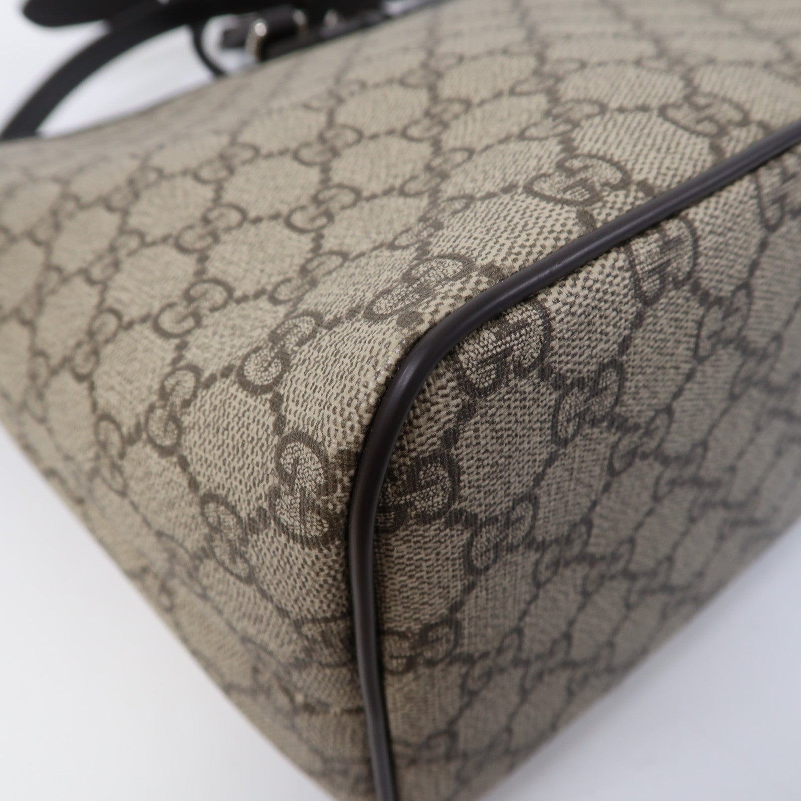 GUCCI 塗層帆布2 Way Shoulder銀扣手挽肩背兩用袋啡色
