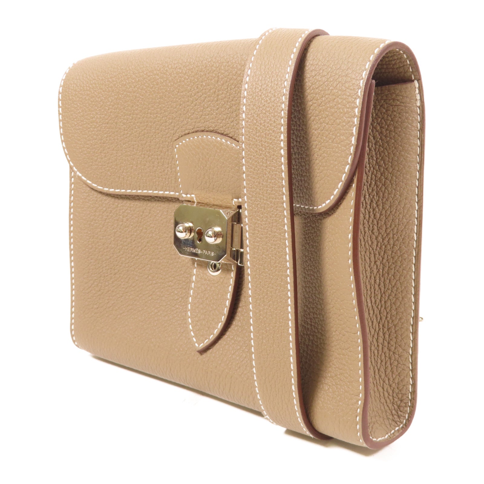 HERMES Togo皮革Sac A Depeches 21銀扣肩背袋啡色