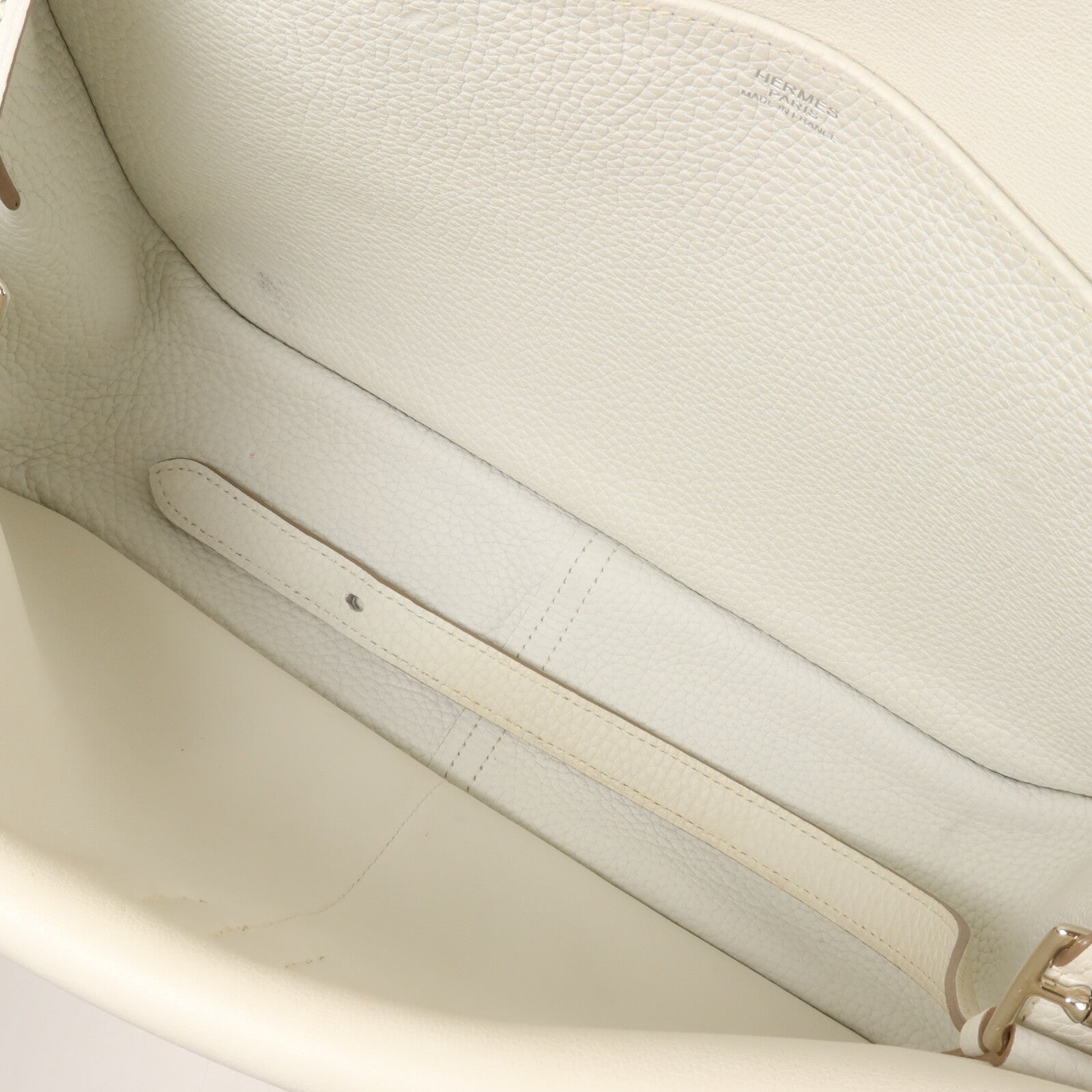 HERMES Clemence皮革Halzan 31手挽肩背兩用袋Blanc