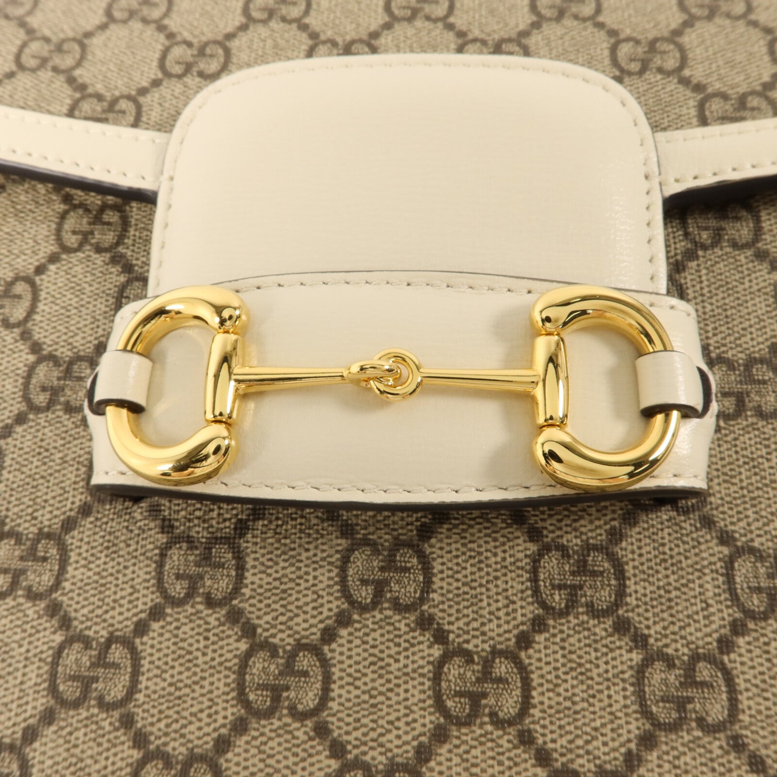 GUCCI 塗層帆布Horsebit 1955 Medium金扣肩背袋