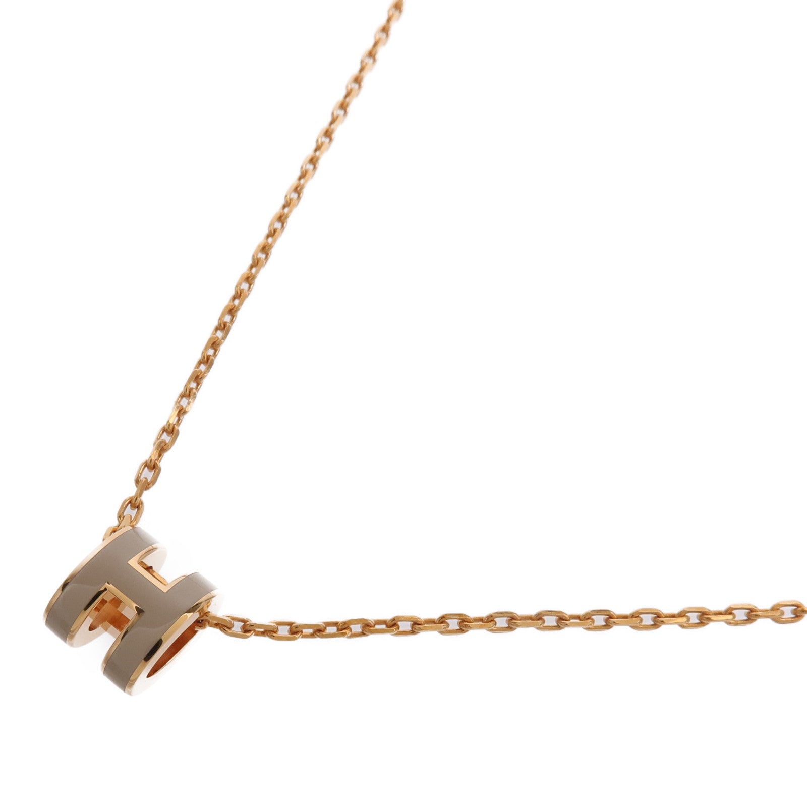 HERMES 金屬Mini Pop H Pendant項鍊Marron Glace