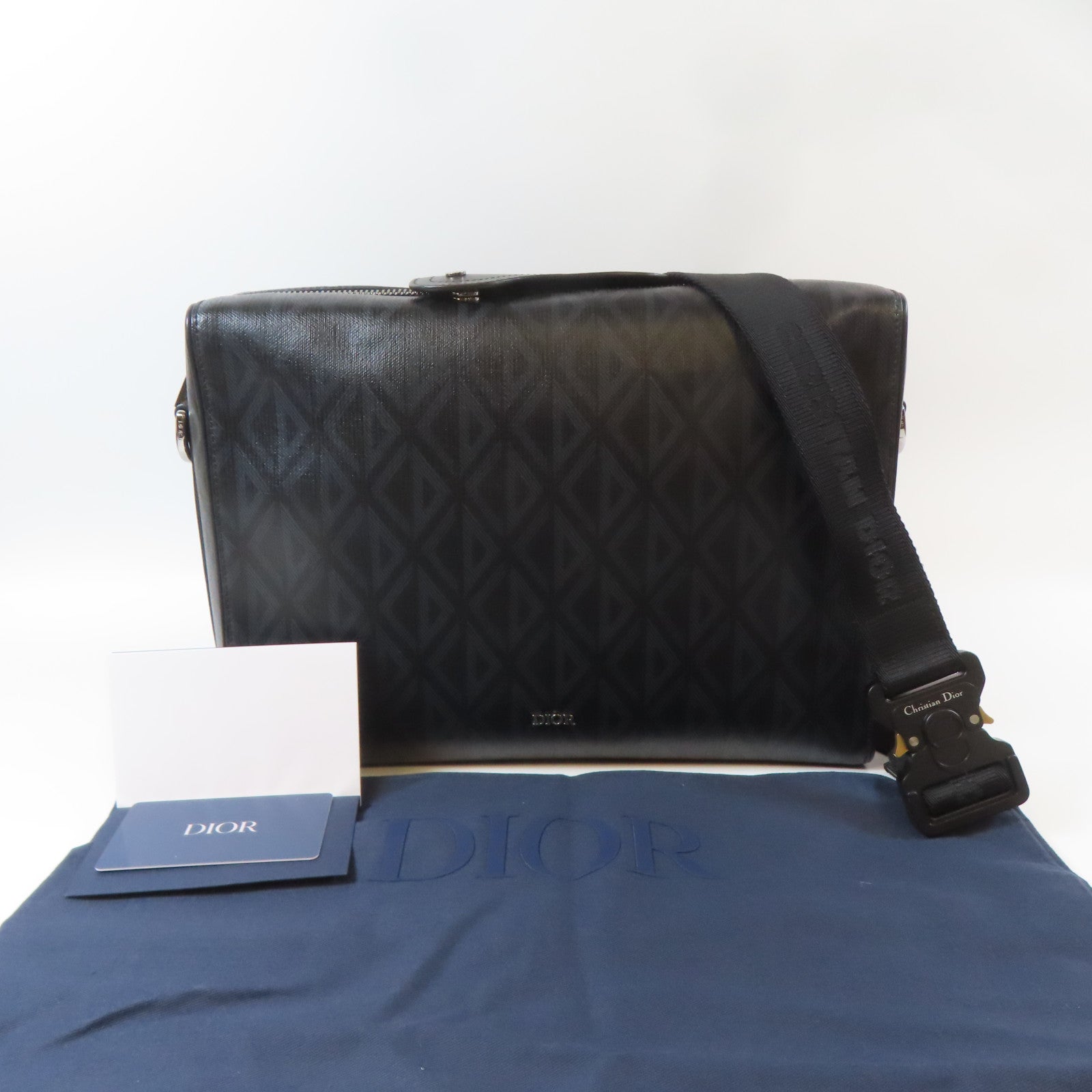 Dior 【激減優惠】塗層帆布Messenger Shoulder B銀扣肩背袋黑色