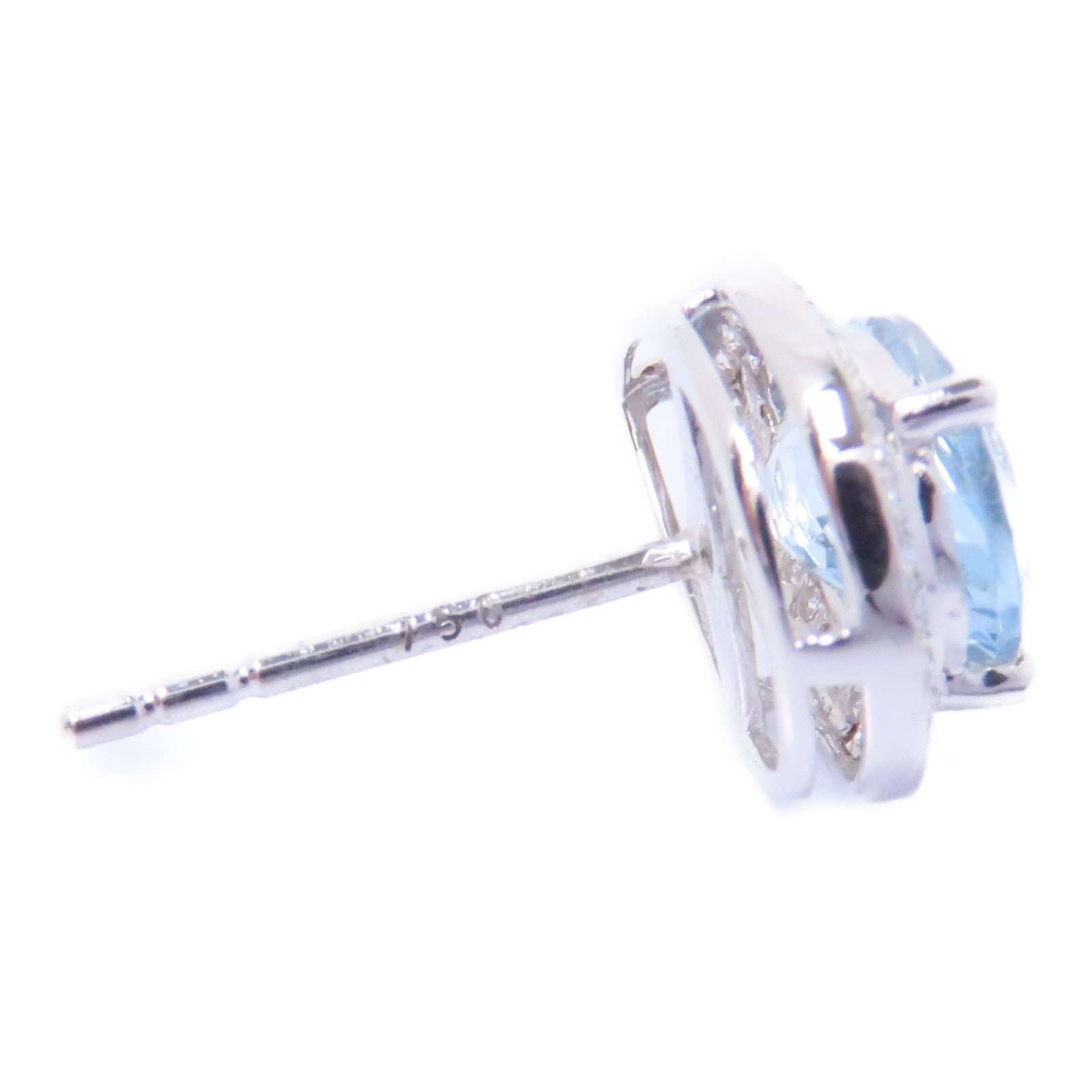 JEWELRY 18K白金Aquamarine Diamond Earrings 1.5ct海藍寶石0.4ct鑽石耳環淺藍色