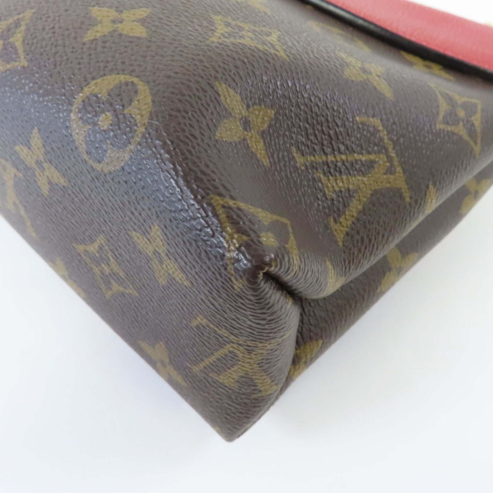 LOUIS VUITTON Monogram Saint Placide Chain Bag金扣鏈帶肩背袋紅色/啡色