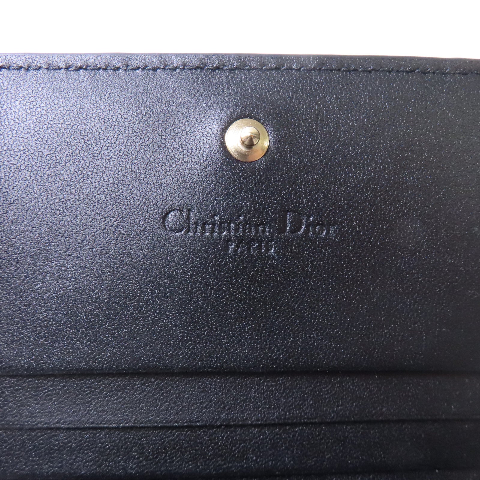 Dior 羊皮皮革Lady Dior Gardenia金扣錢包黑色