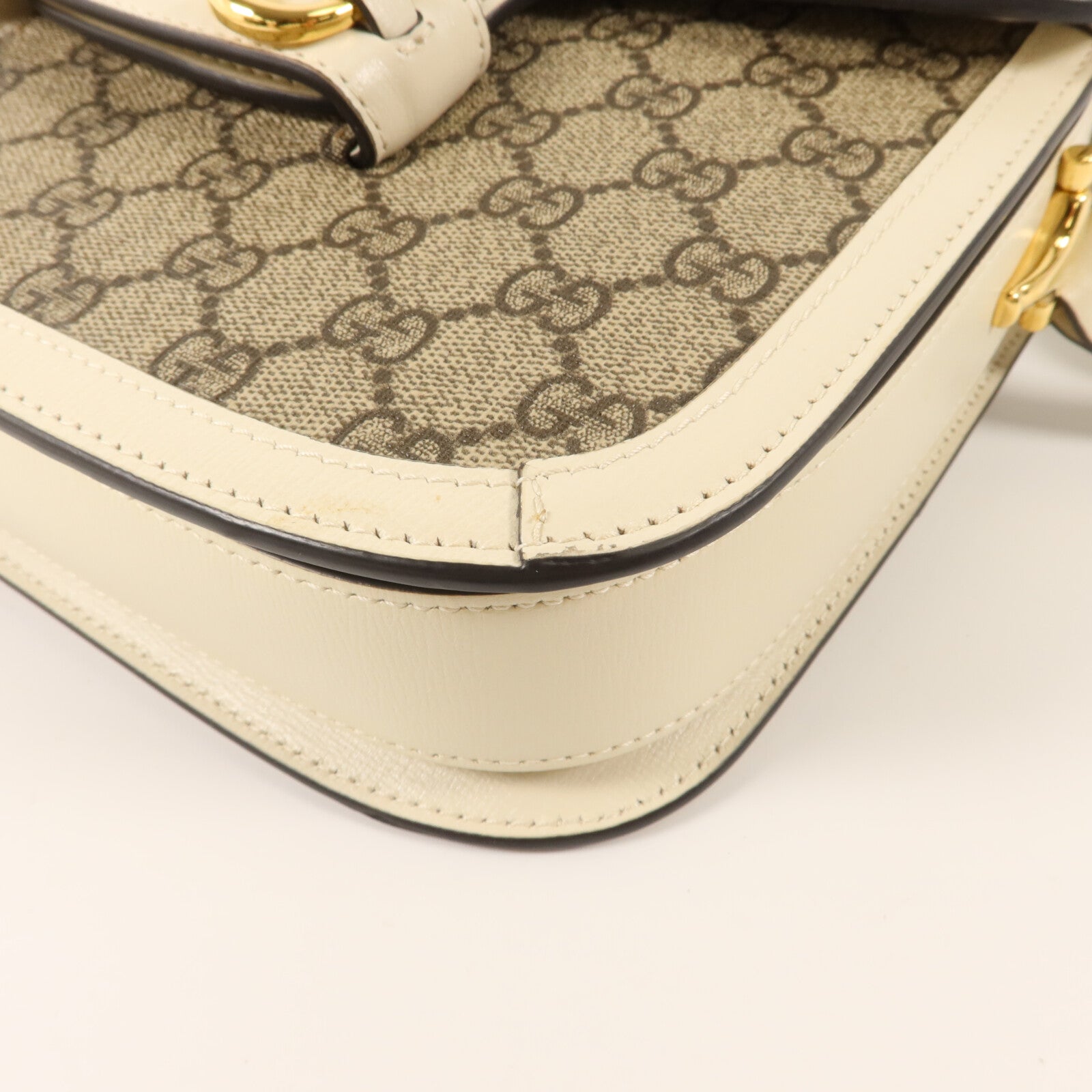 GUCCI 塗層帆布Horsebit 1955 Medium金扣肩背袋