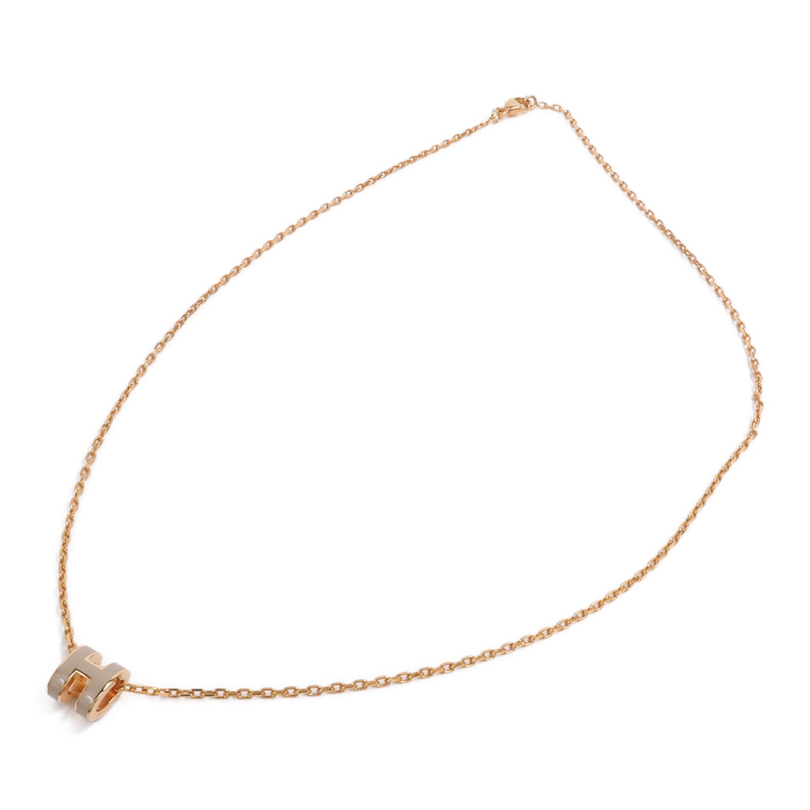 HERMES 金屬Mini Pop H Pendant項鍊Marron Glace