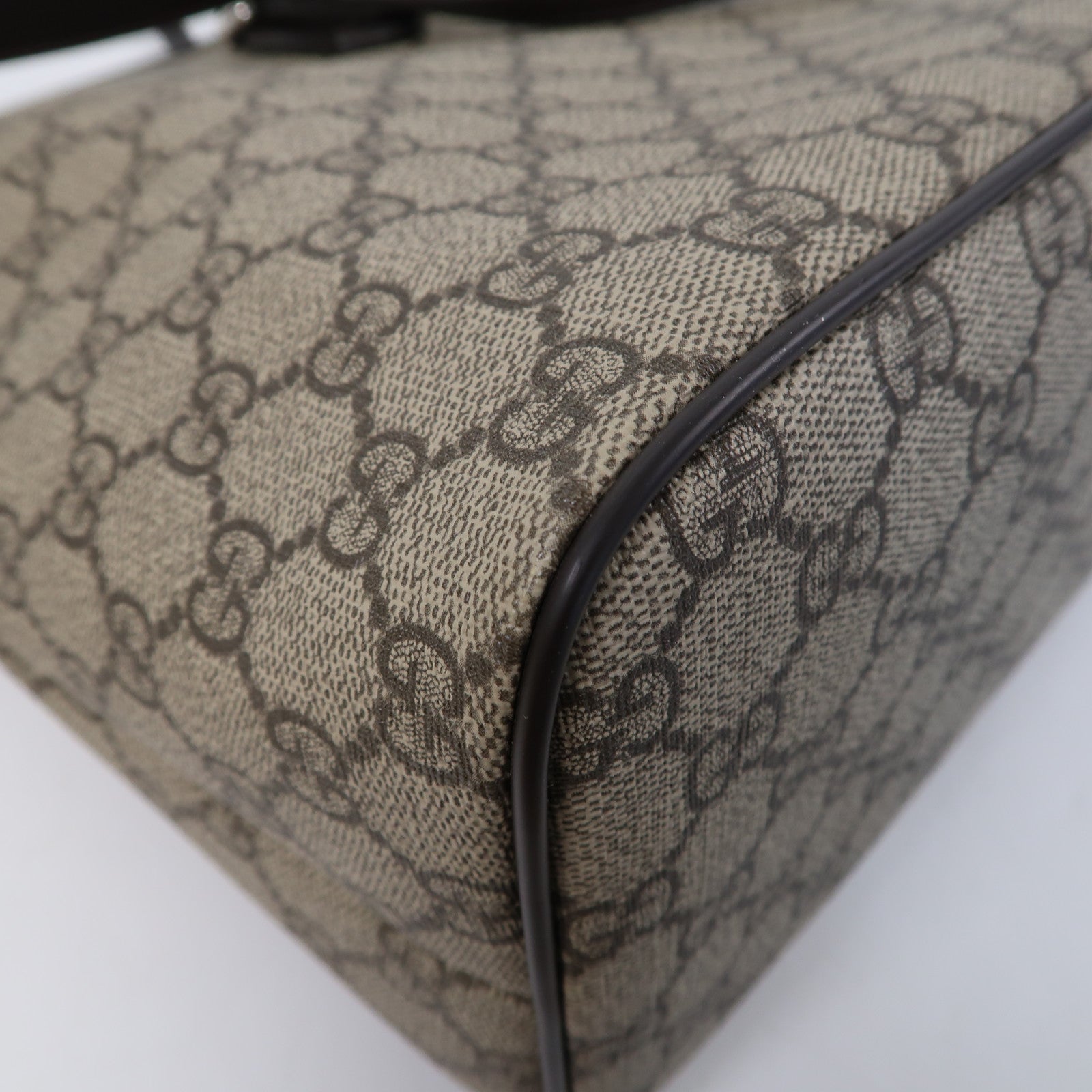 GUCCI 塗層帆布2 Way Shoulder銀扣手挽肩背兩用袋啡色