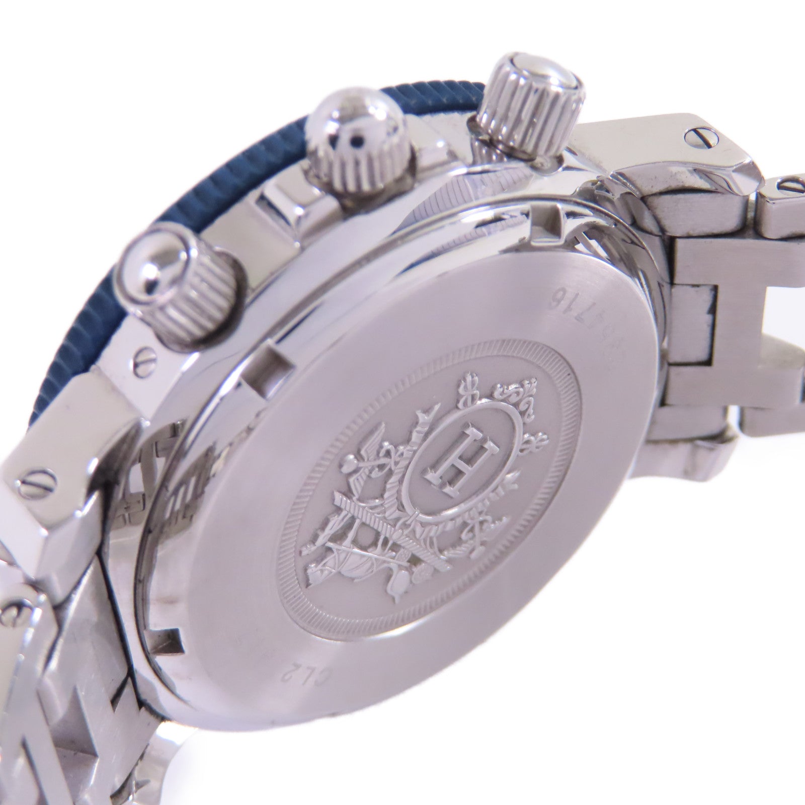 HERMES Cllipper Divers Chronograph Watch不鏽鋼石英機芯手錶藍色