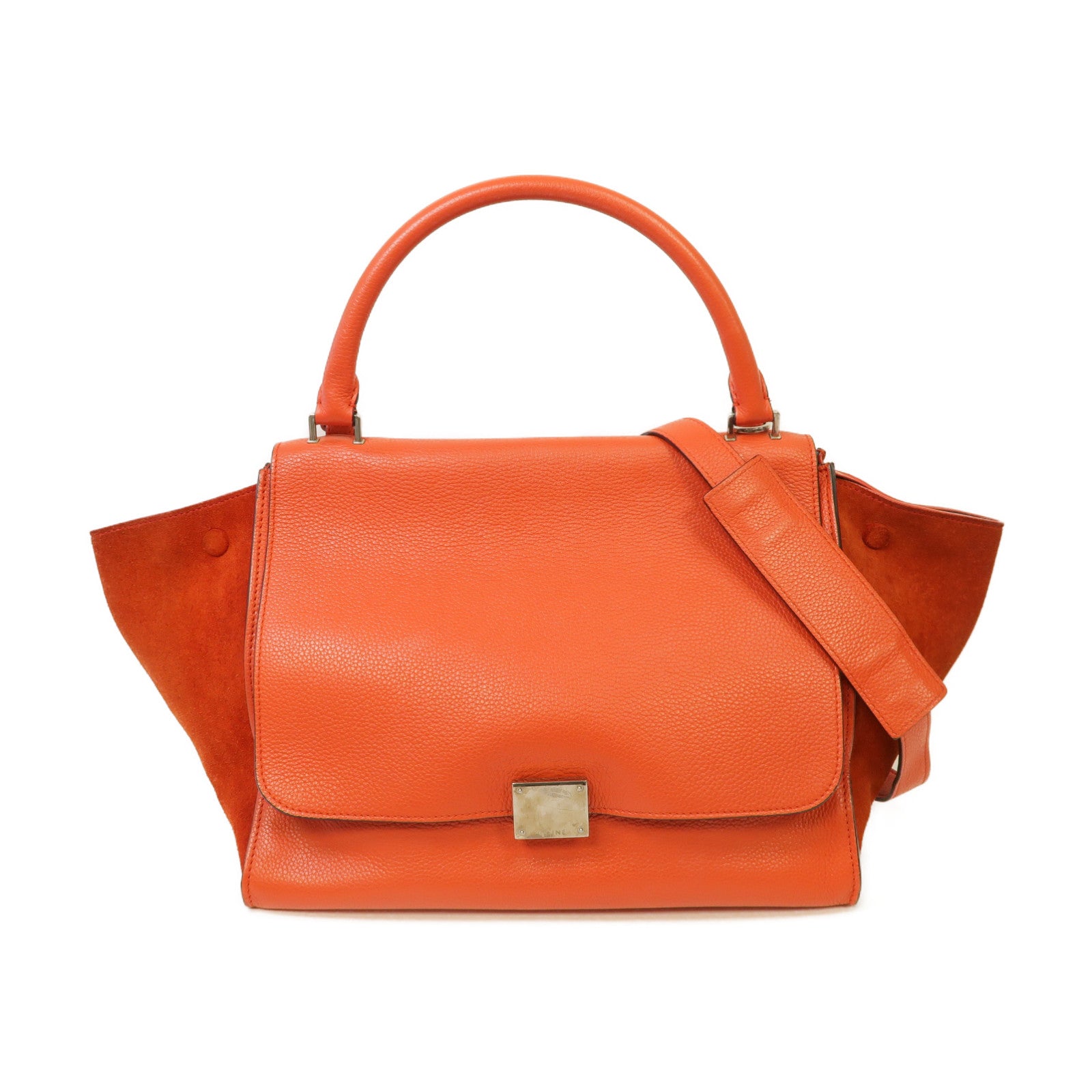 CELINE 【激減優惠】牛皮皮革Trapeze銀扣手挽肩背兩用袋紅色