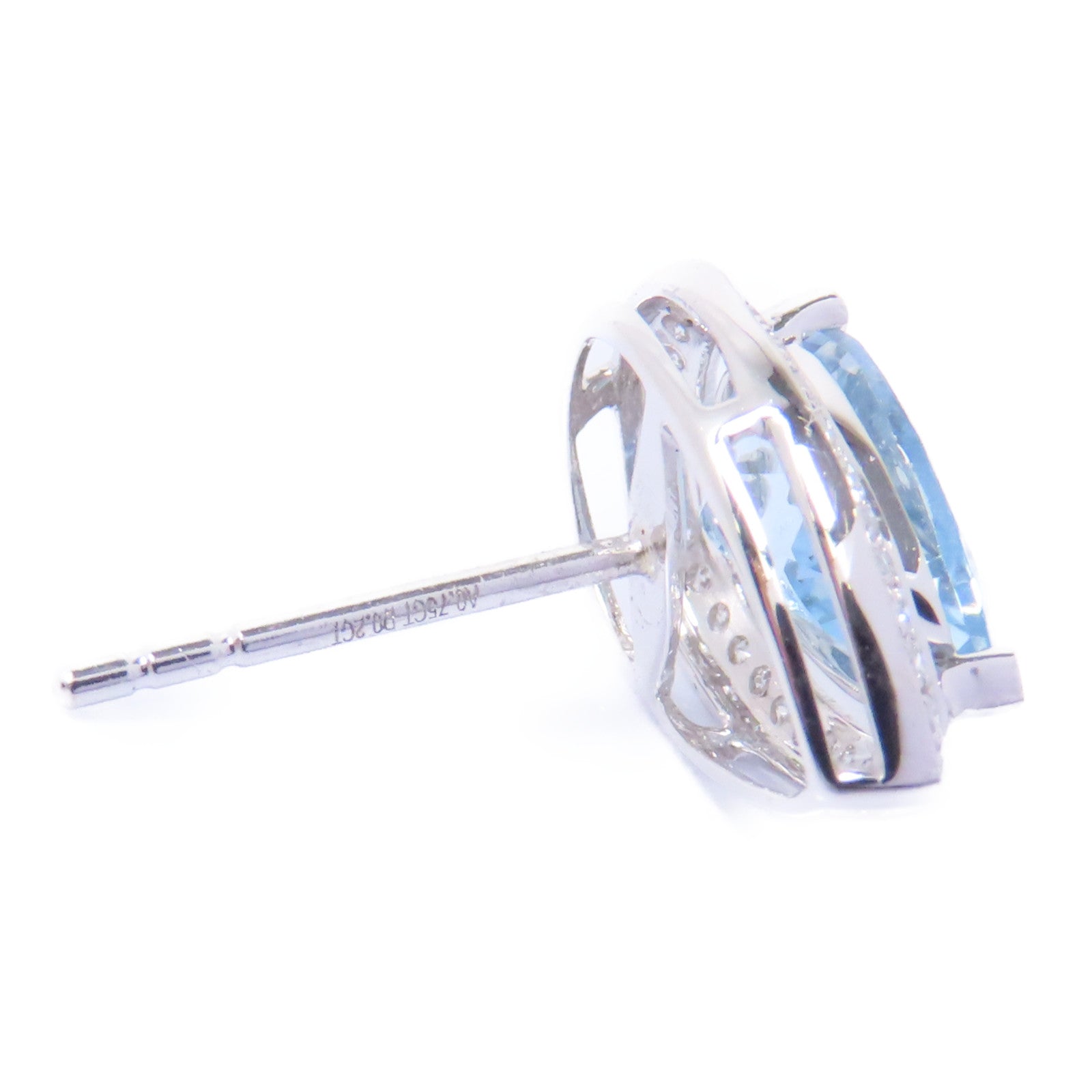 JEWELRY 18K白金Aquamarine Diamond Earrings 1.5ct海藍寶石0.4ct鑽石耳環淺藍色