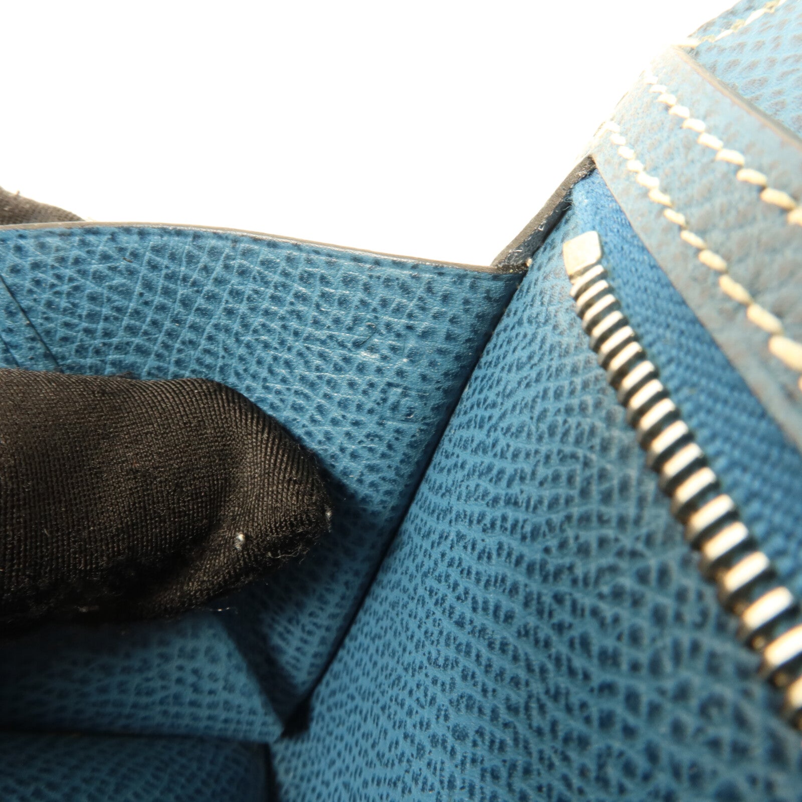 HERMES Courchevel皮革Bearn Trifold長錢包Bleu Jean