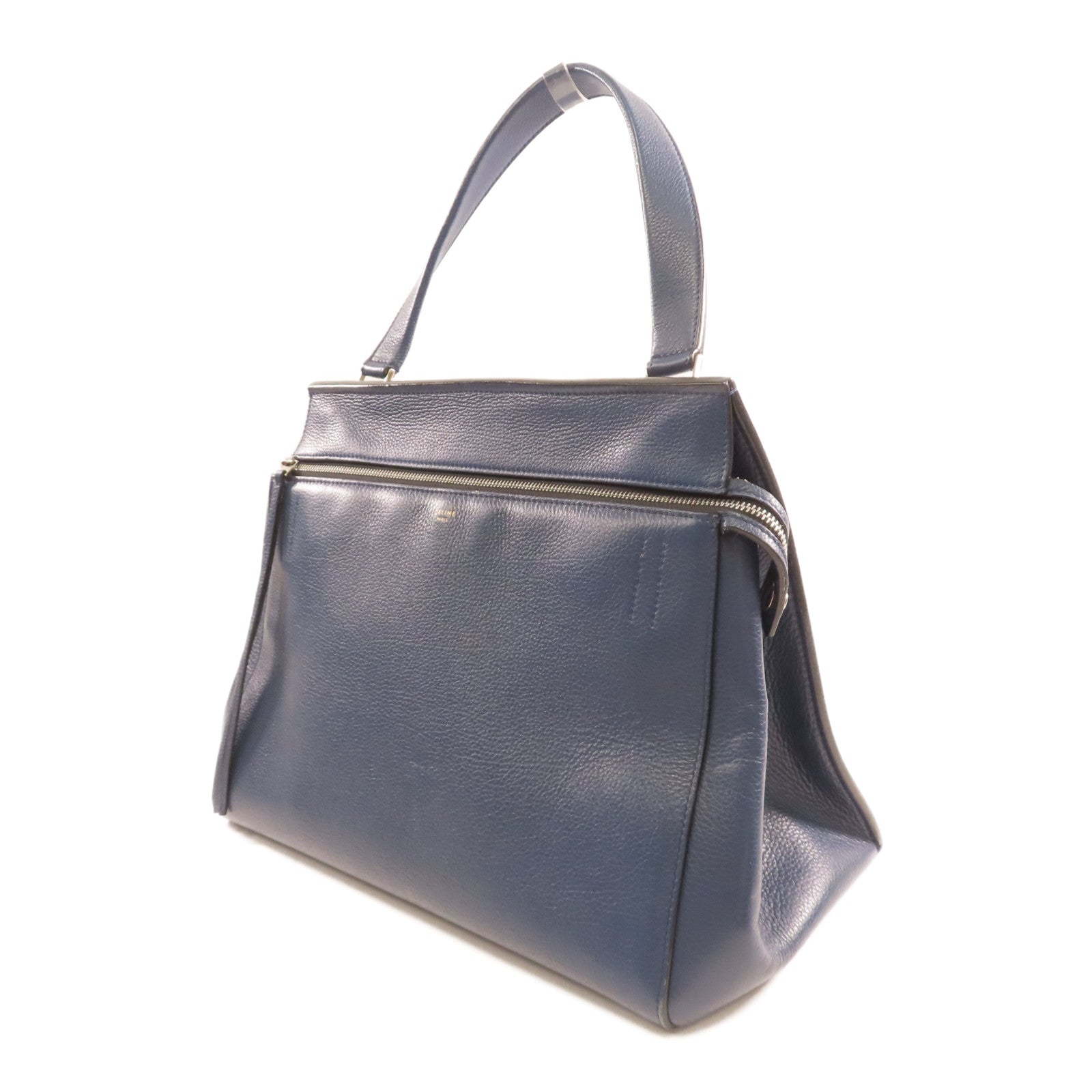 CELINE 【激減優惠】牛皮皮革Edge Medium銀扣肩背袋藍色